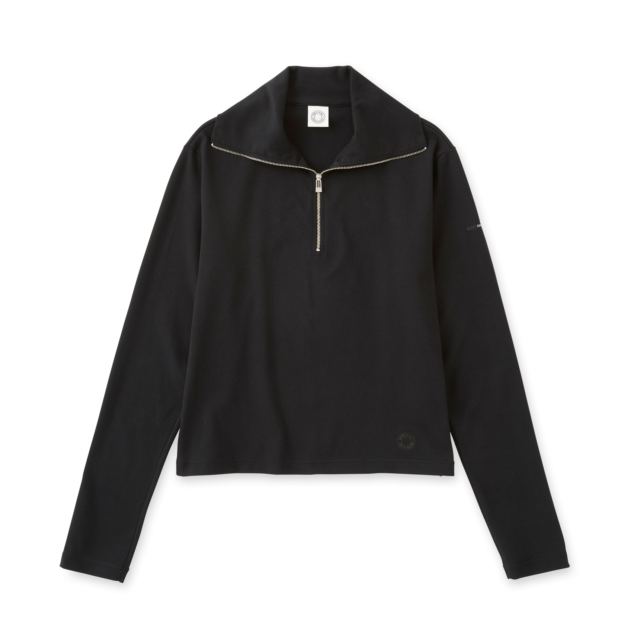 Women's Polyester Brushed Stretch Rib Half Zip Knit