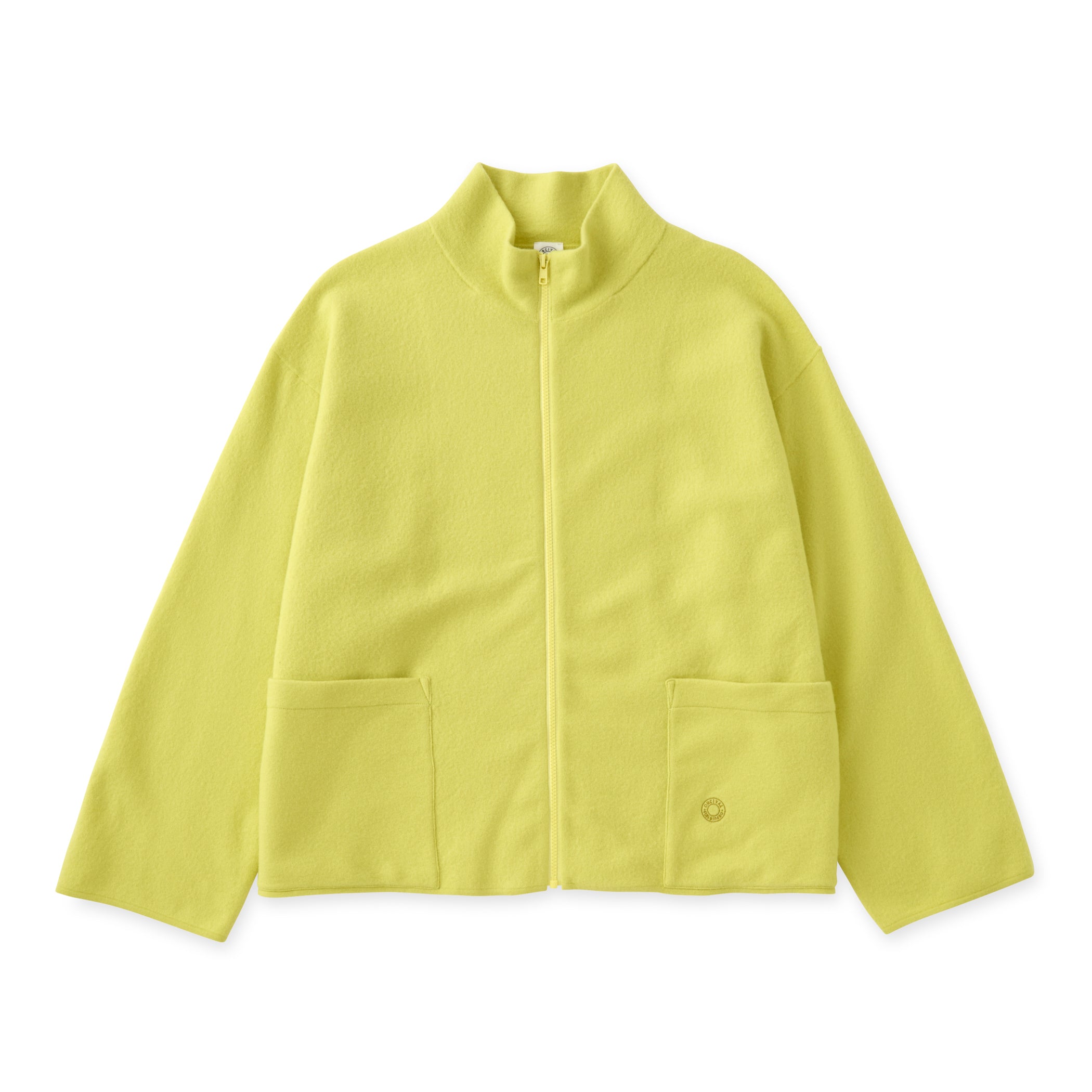 Boiled Wool Jersey Knit Zip Cardigan