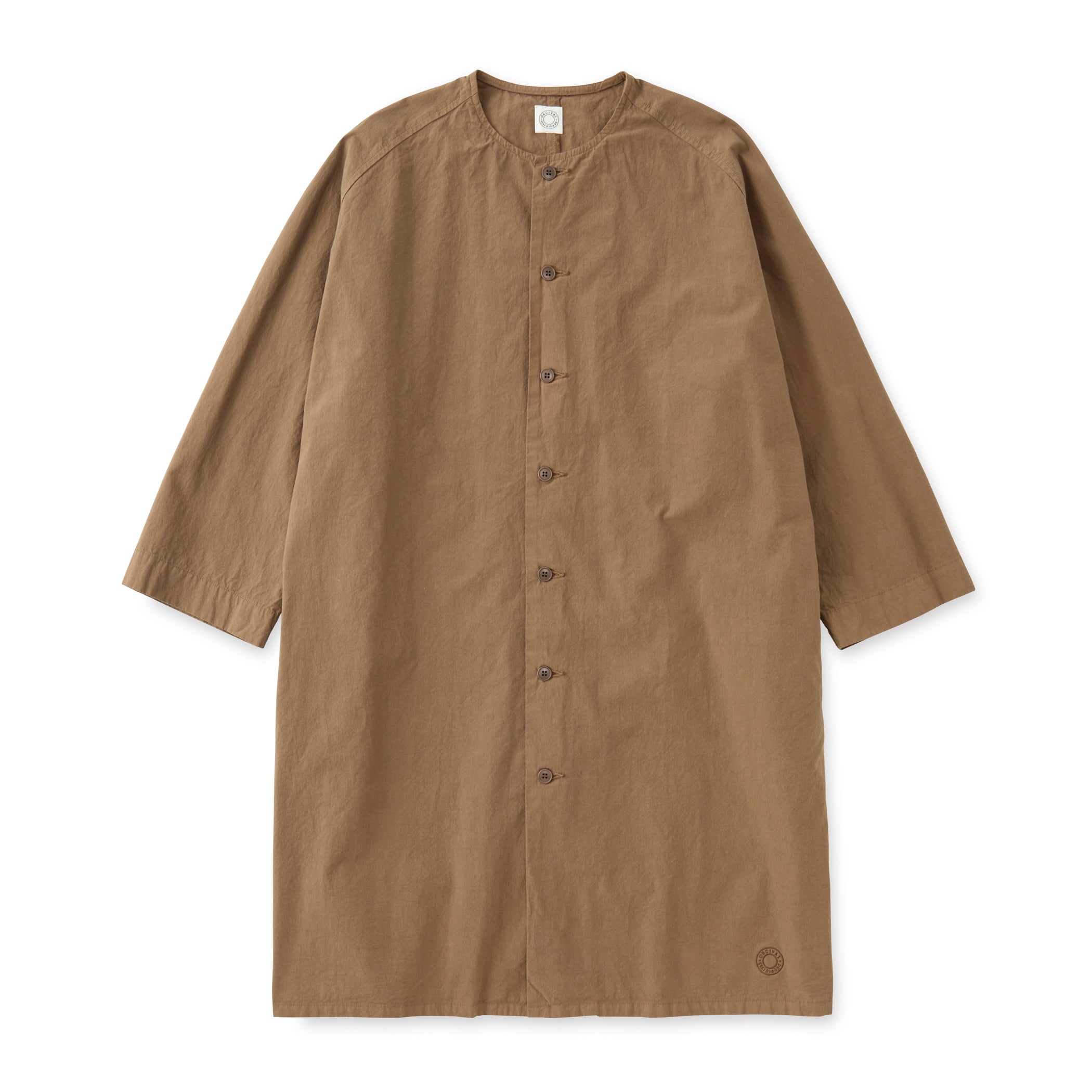 Women's Garment Dye Poplin Raglan Collarless Dress