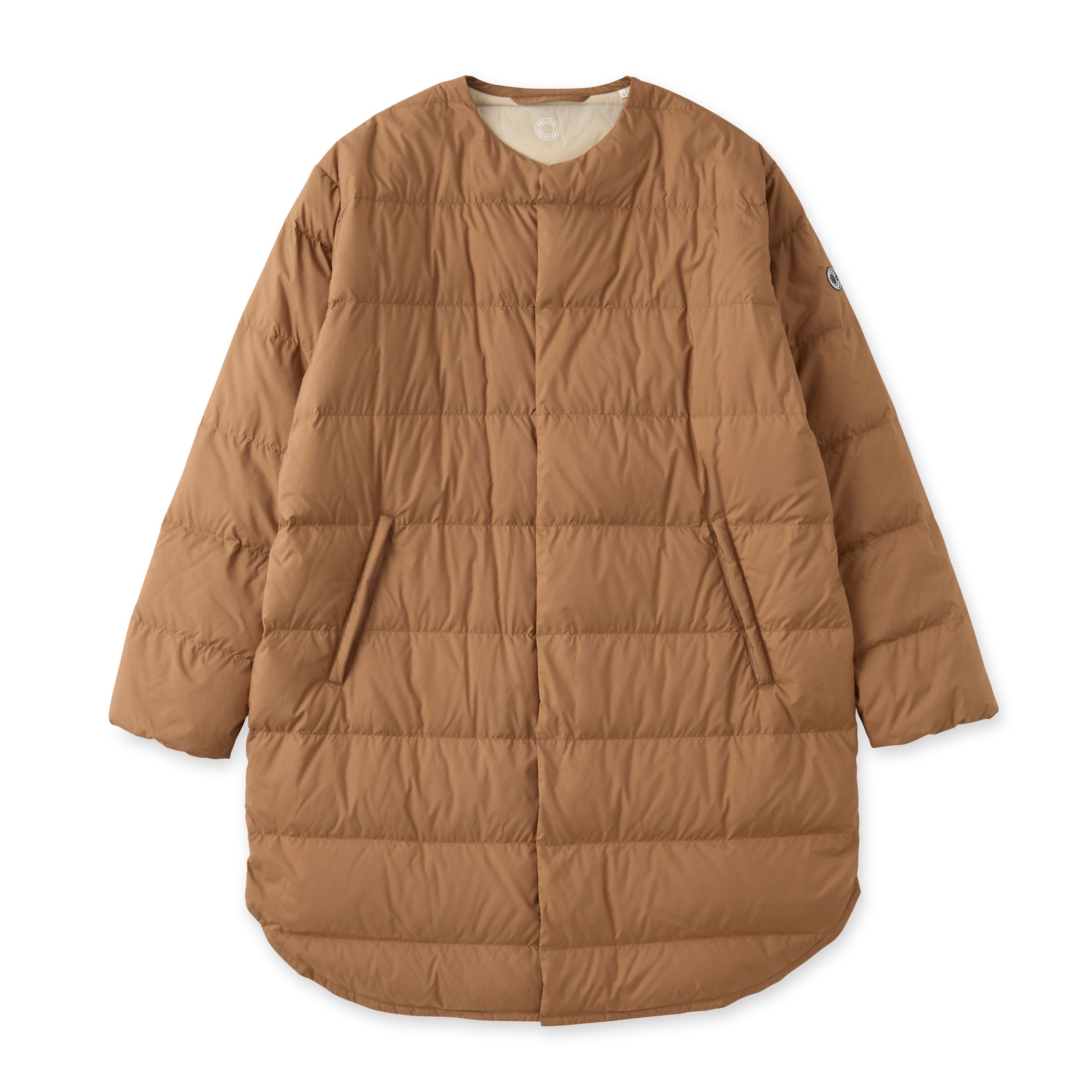 Women's Polyester Taffeta Round Neck Long Coat
