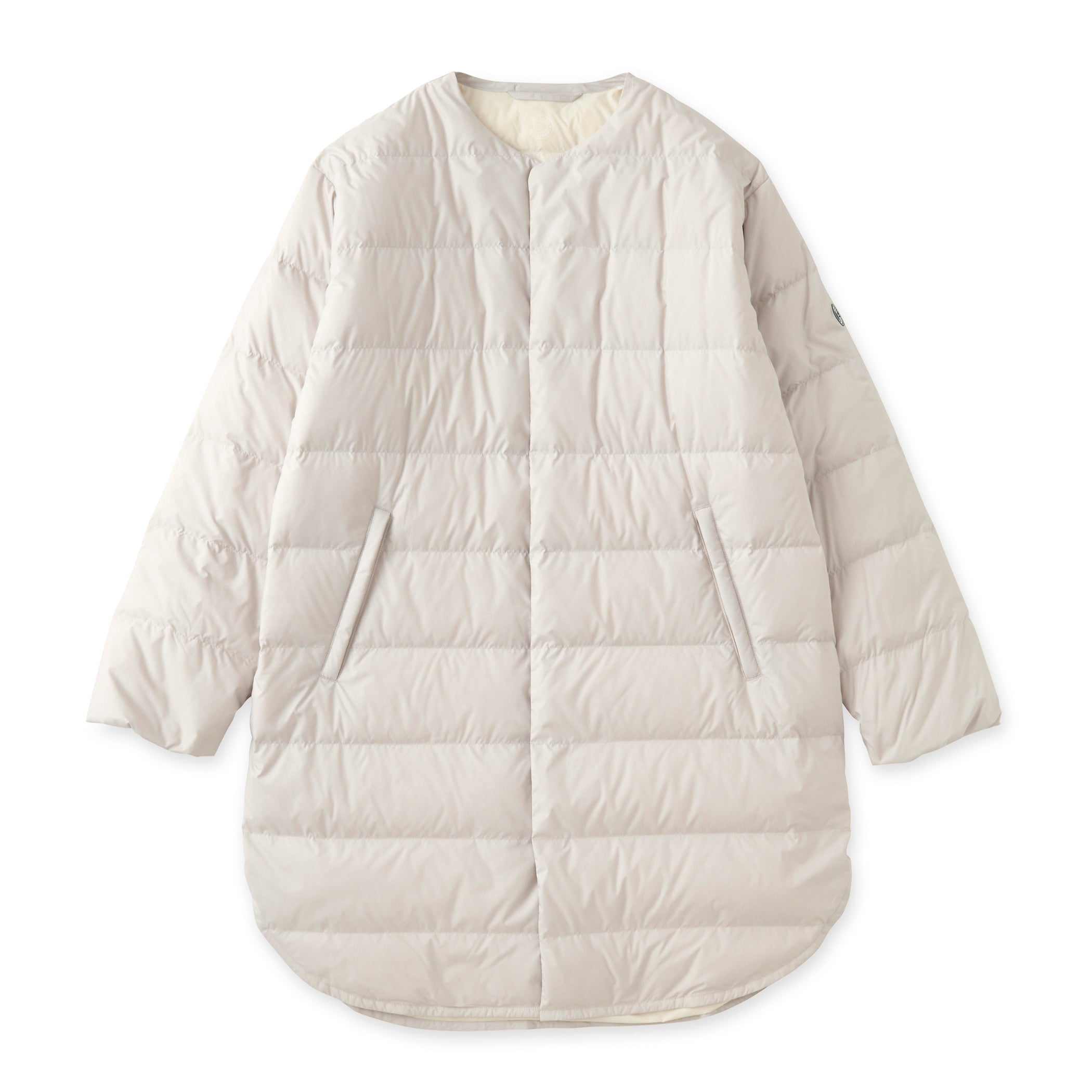 Women's Polyester Taffeta Round Neck Long Coat