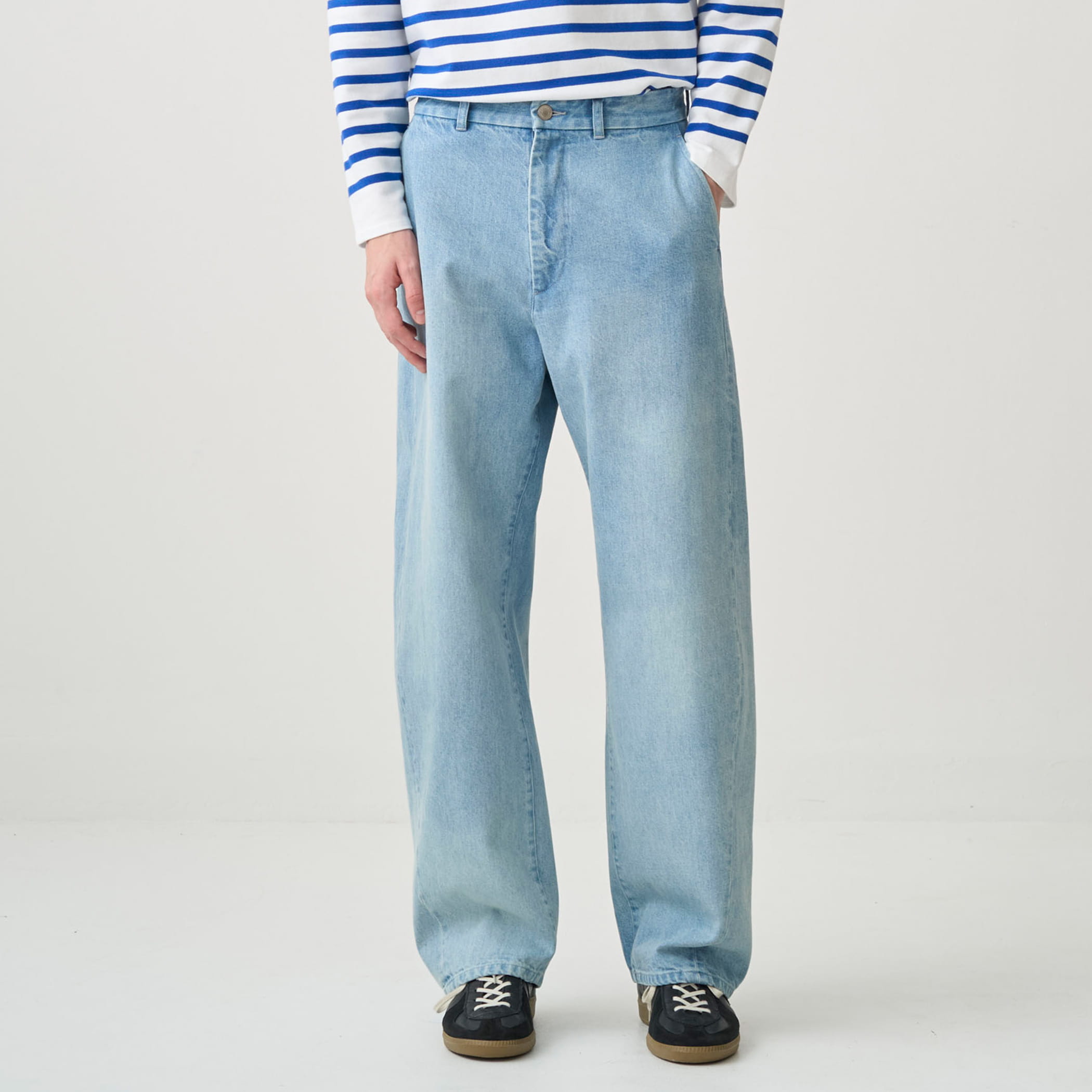 Men's Denim Wide Curve Pants Lt.blue