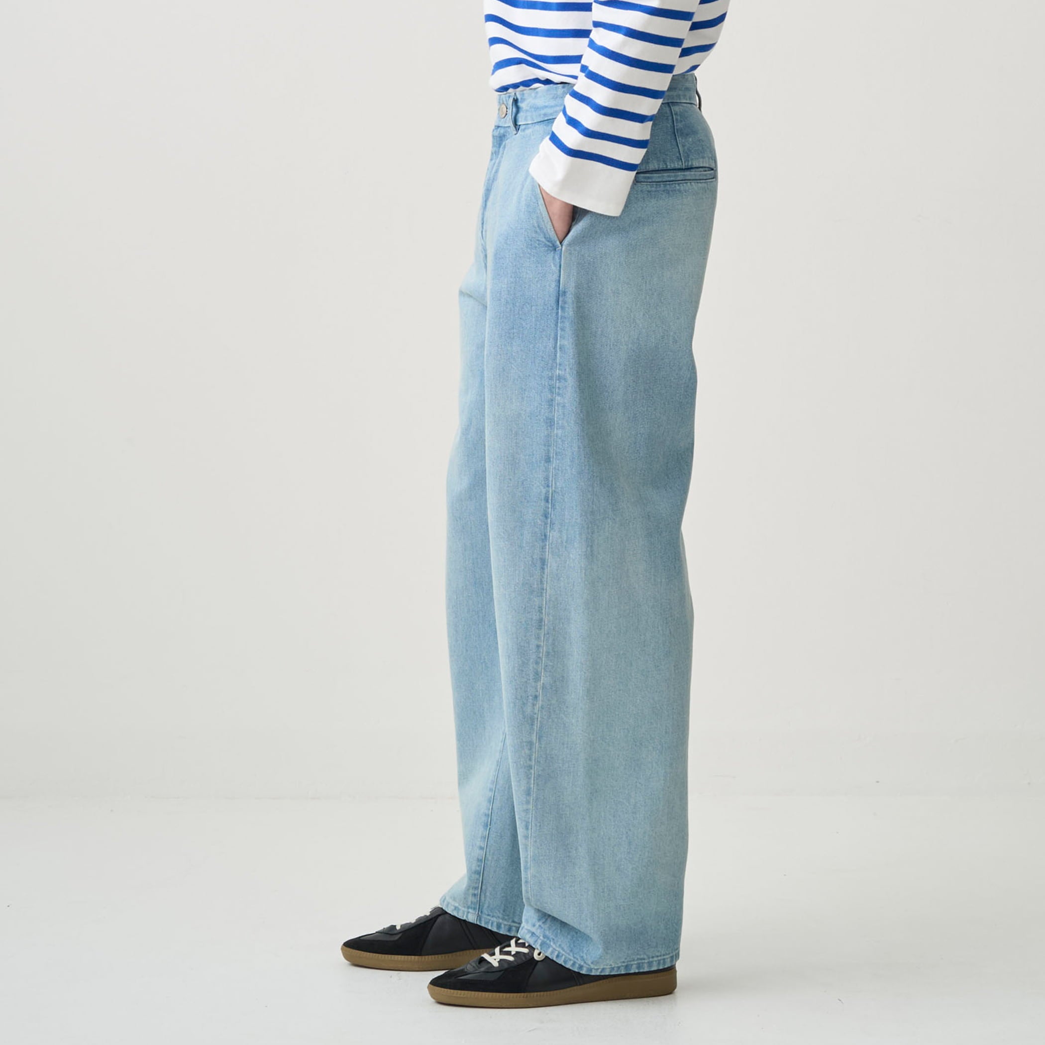 Men's Denim Wide Curve Pants Lt.blue
