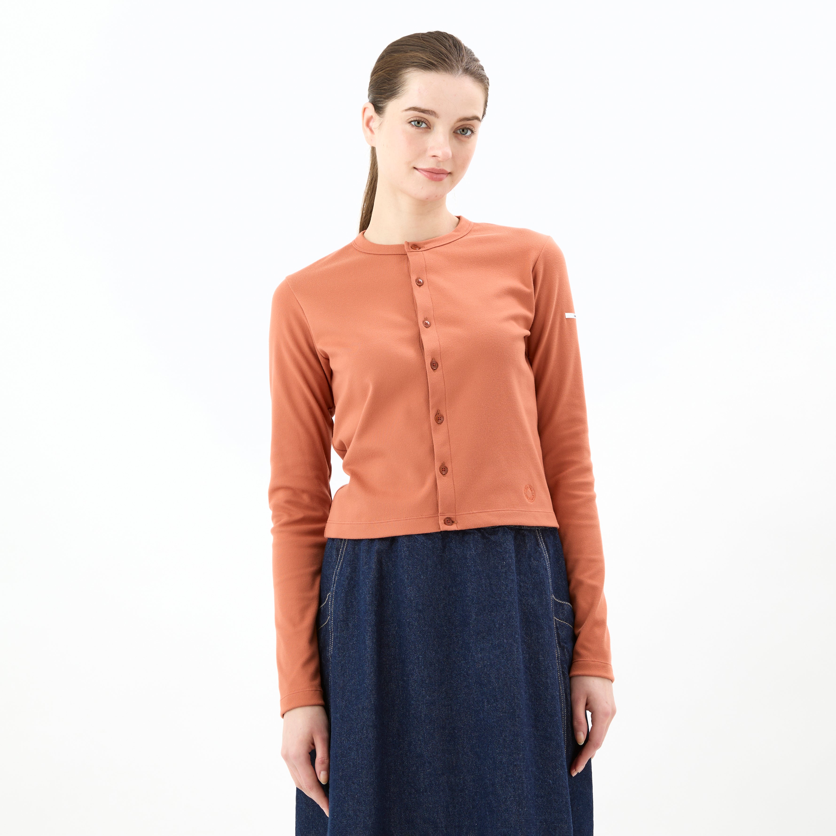 Women's Polyester Brushed Stretch Rib Knit Cardigan