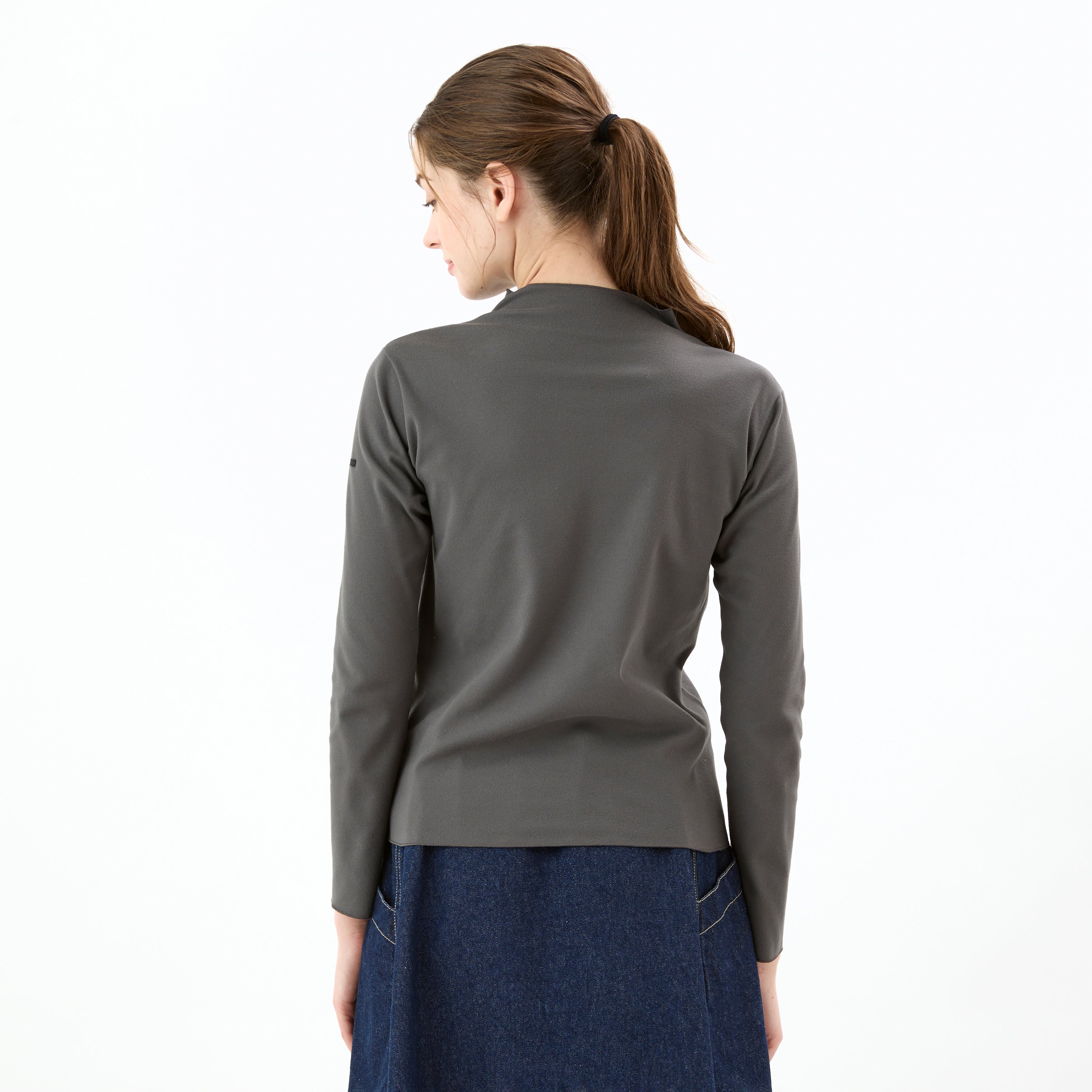 Women's Polyester Brushed Stretch Rib Bottle Neck Knit