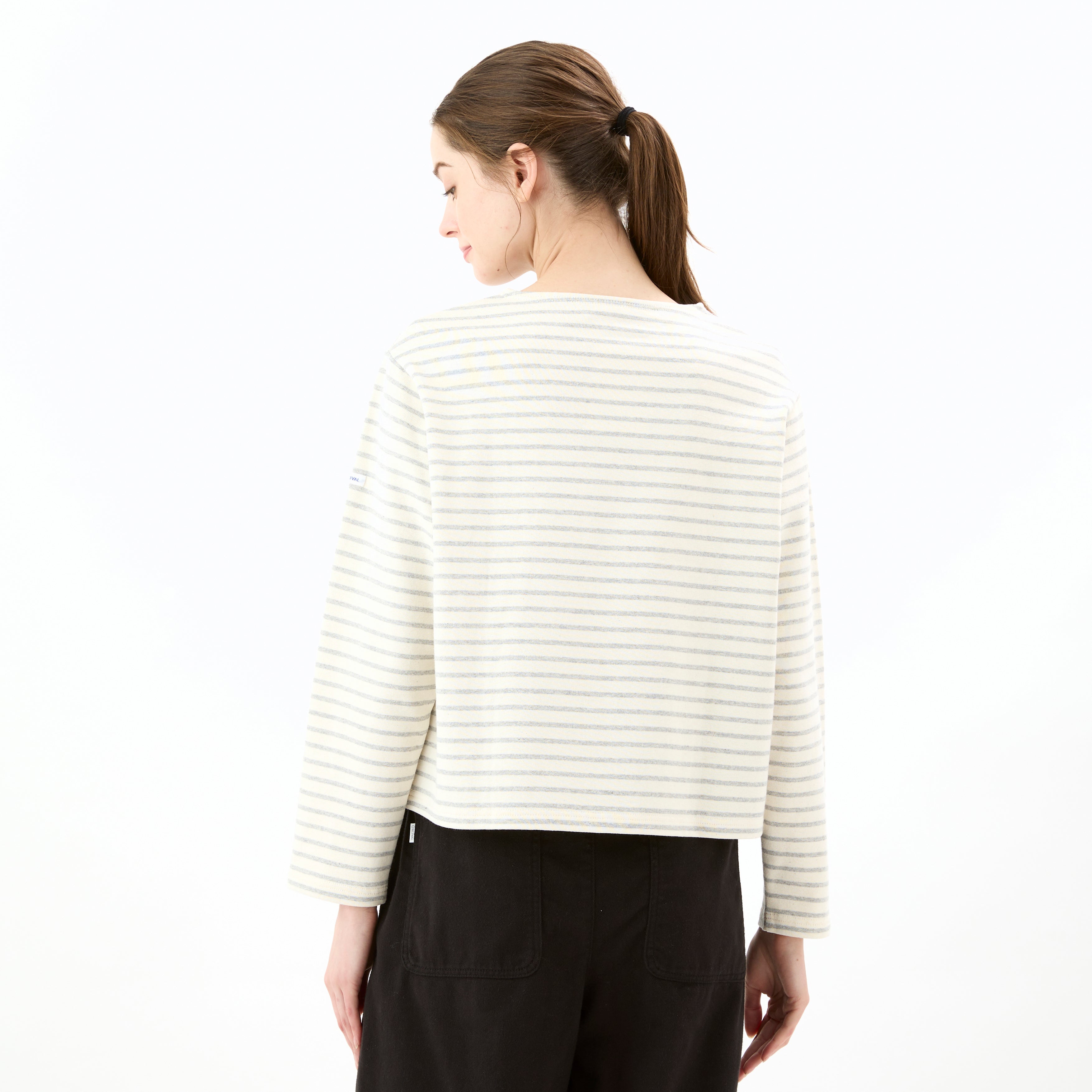 Women's Cotton Lourd Wide Basque Shirt Narrow Stripe