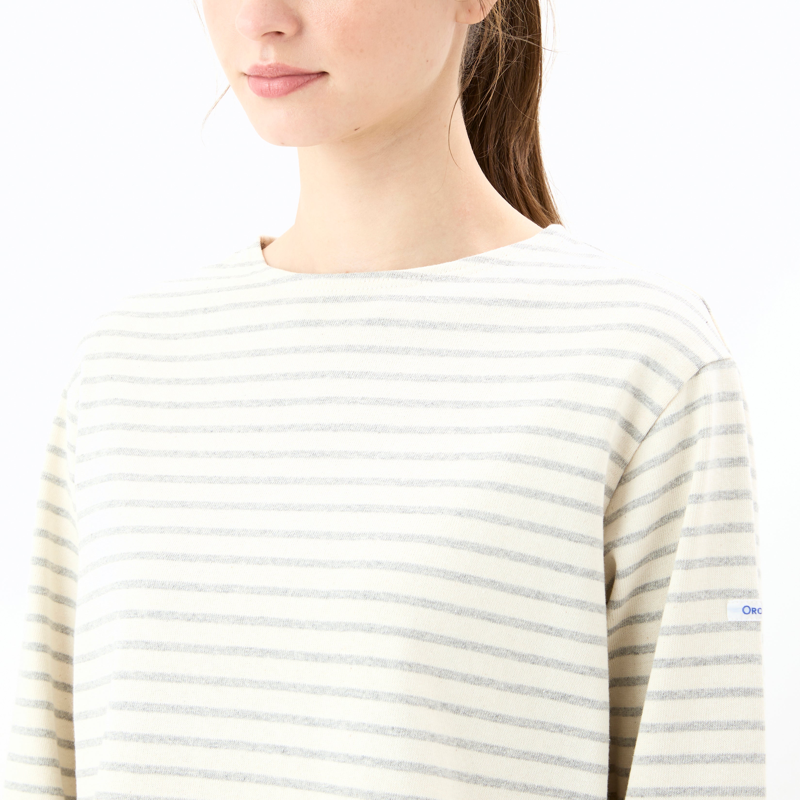 Women's Cotton Lourd Wide Basque Shirt Narrow Stripe