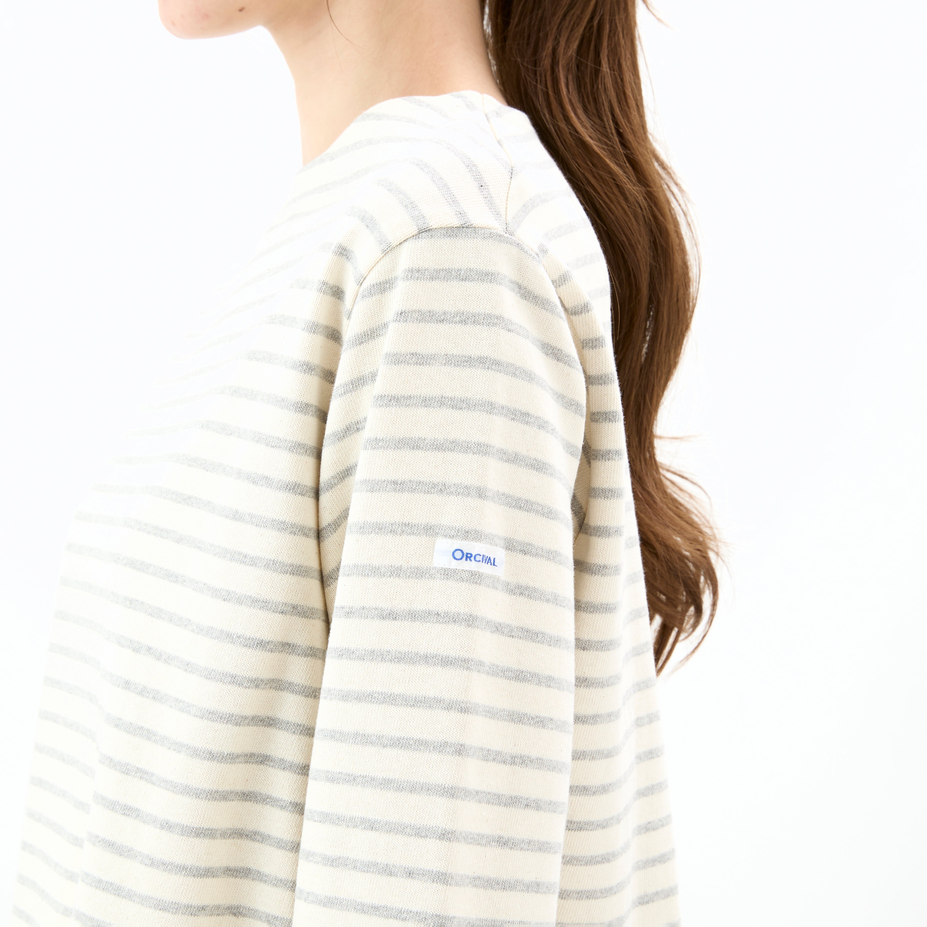 Women's Cotton Lourd Wide Basque Shirt Narrow Stripe