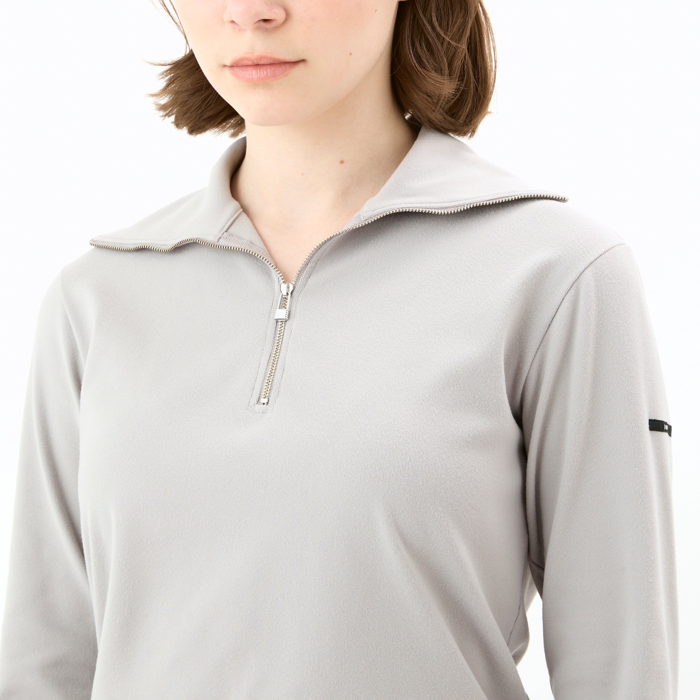 Women's Polyester Brushed Stretch Rib Half Zip Knit