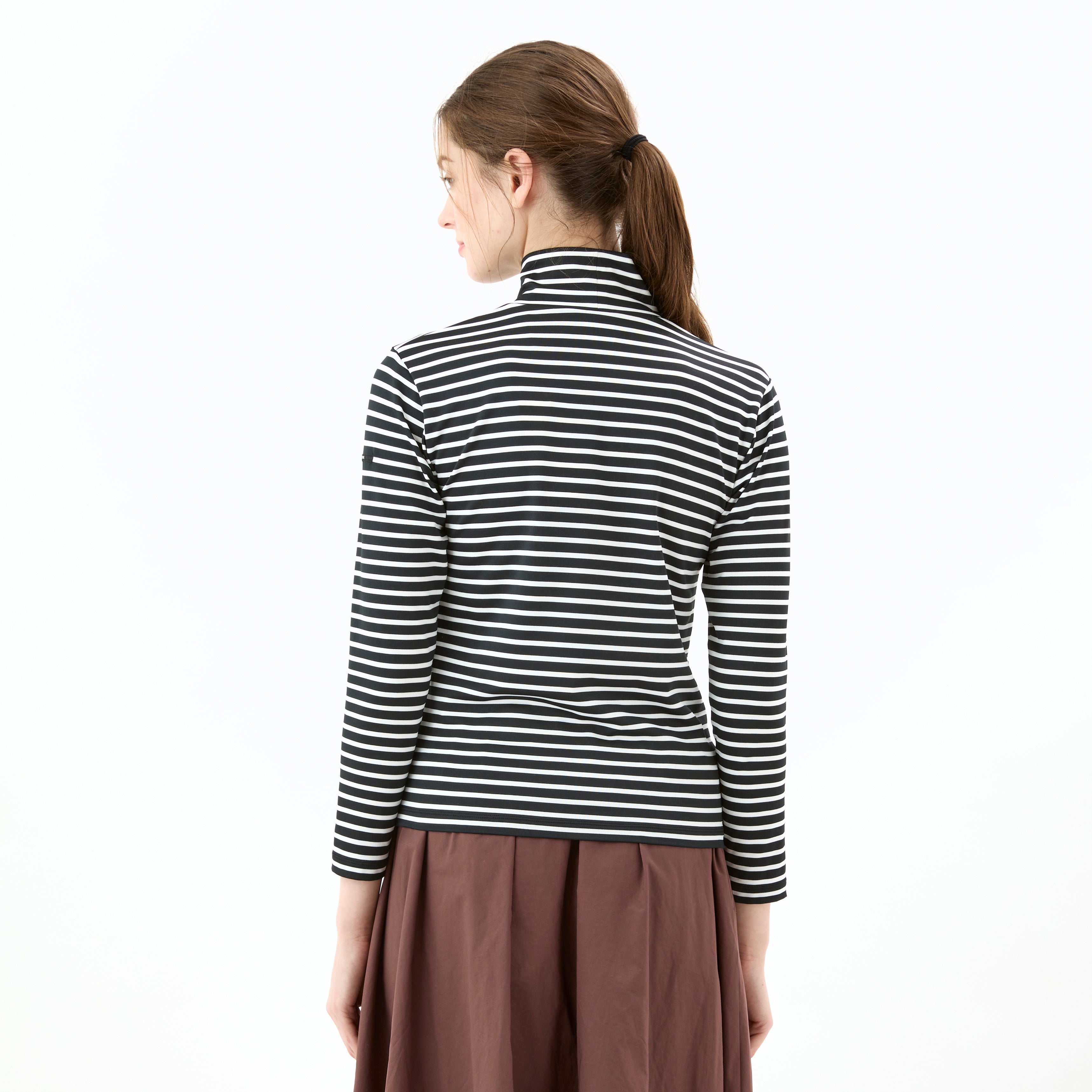 Women's Polyester Stand Neck Long Sleeve Pullover