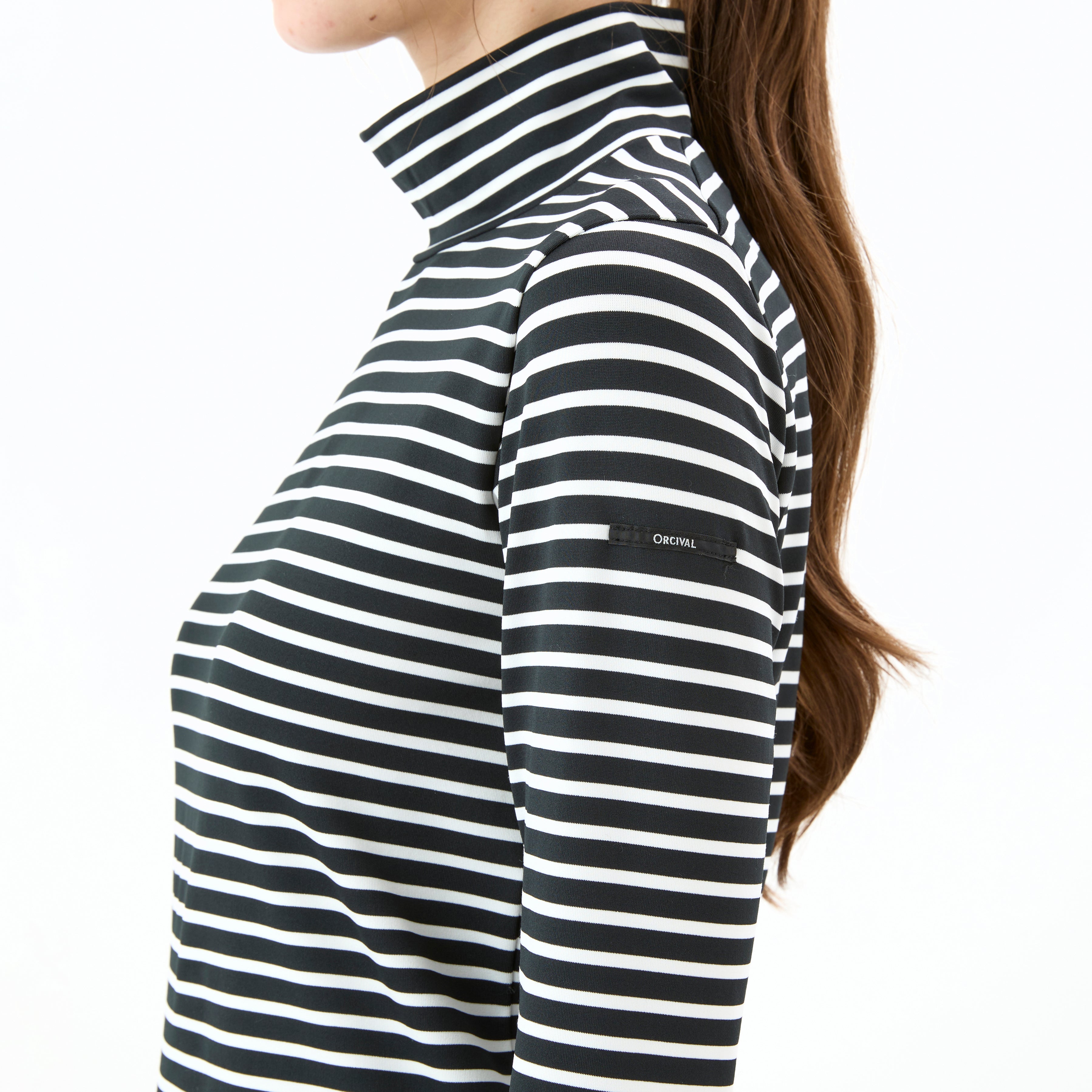 Women's Polyester Stand Neck Long Sleeve Pullover