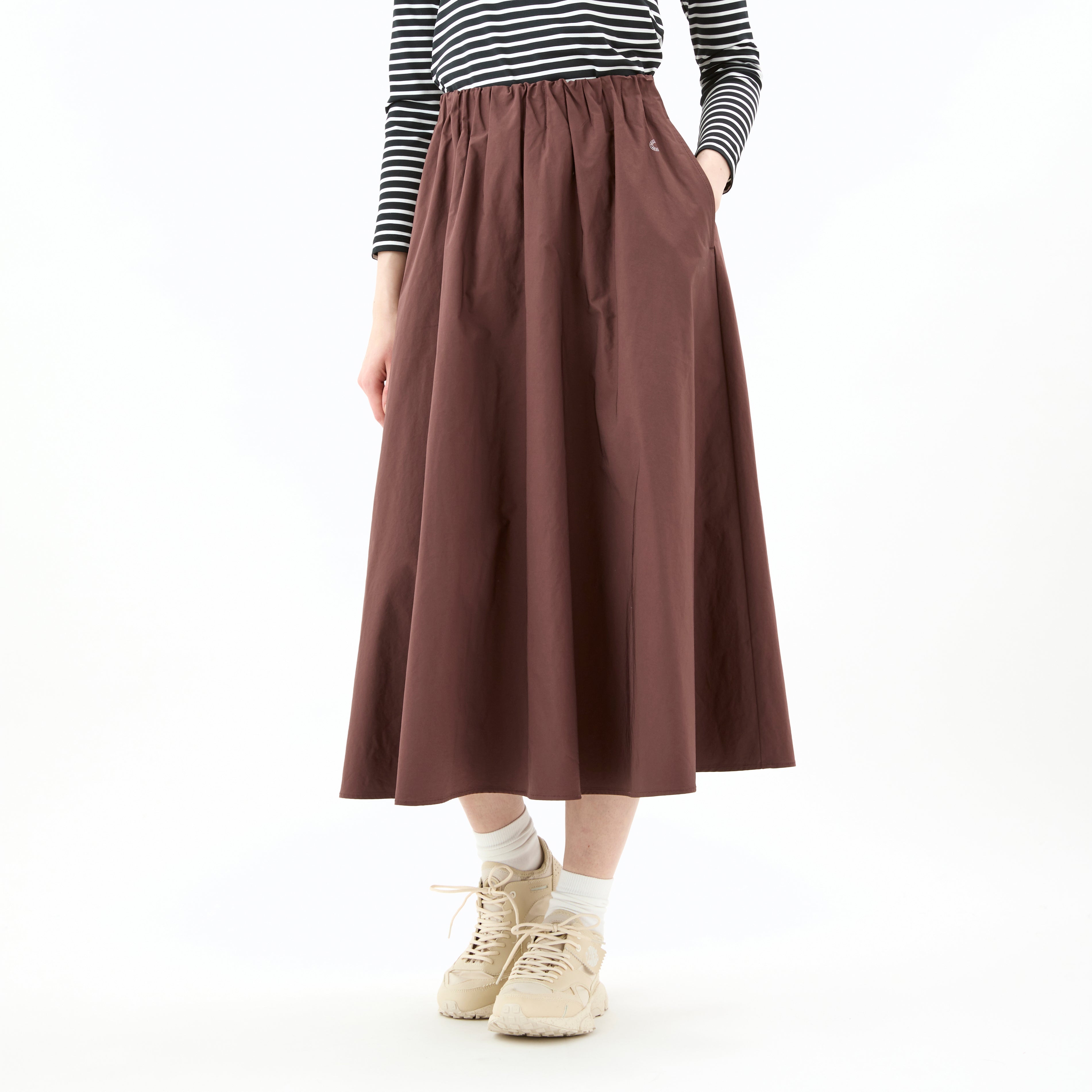 Women's Salt Shrinking Burberry Waist Gather Skirt