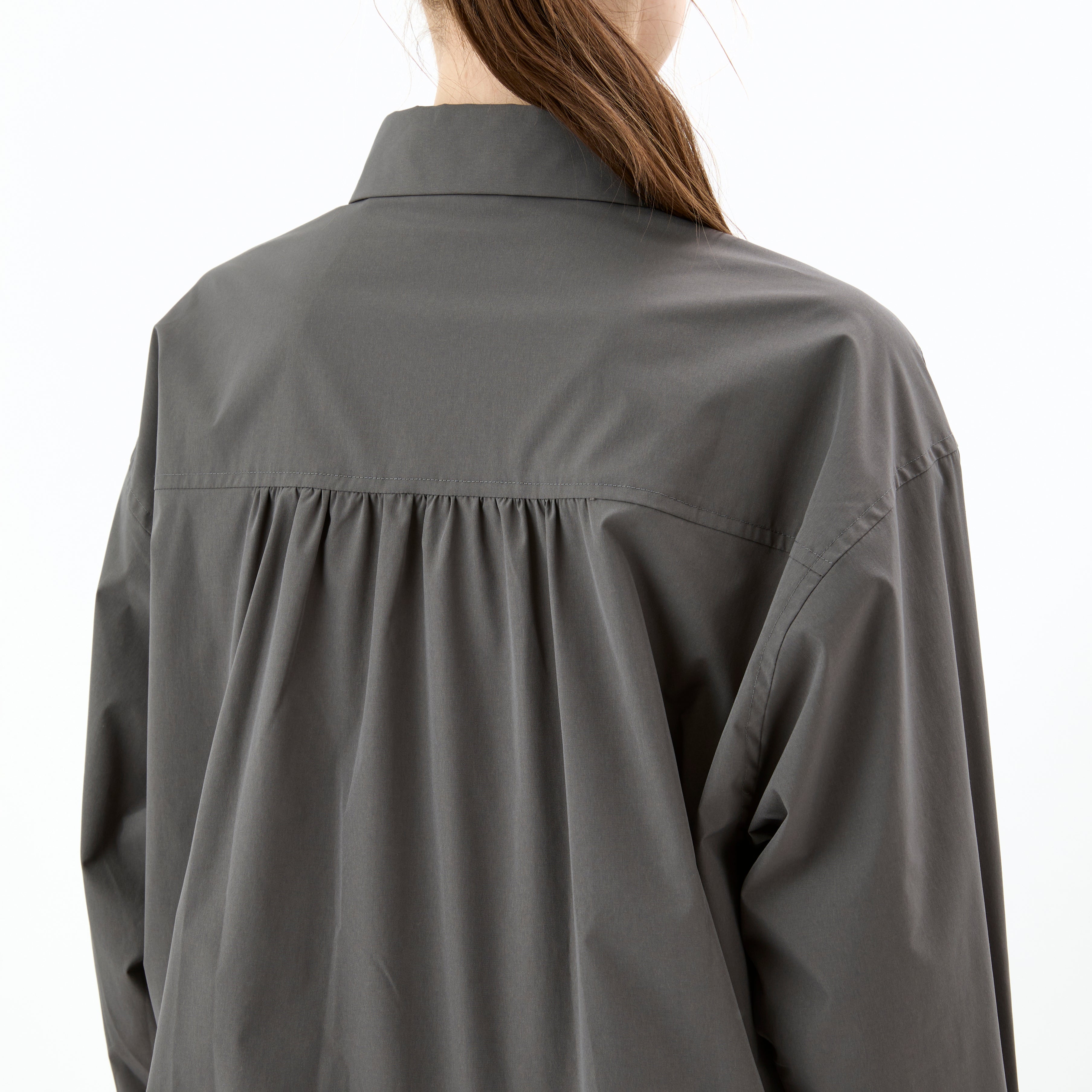 Women's Polyester Typewriter Stretch Regular Collar Shirt