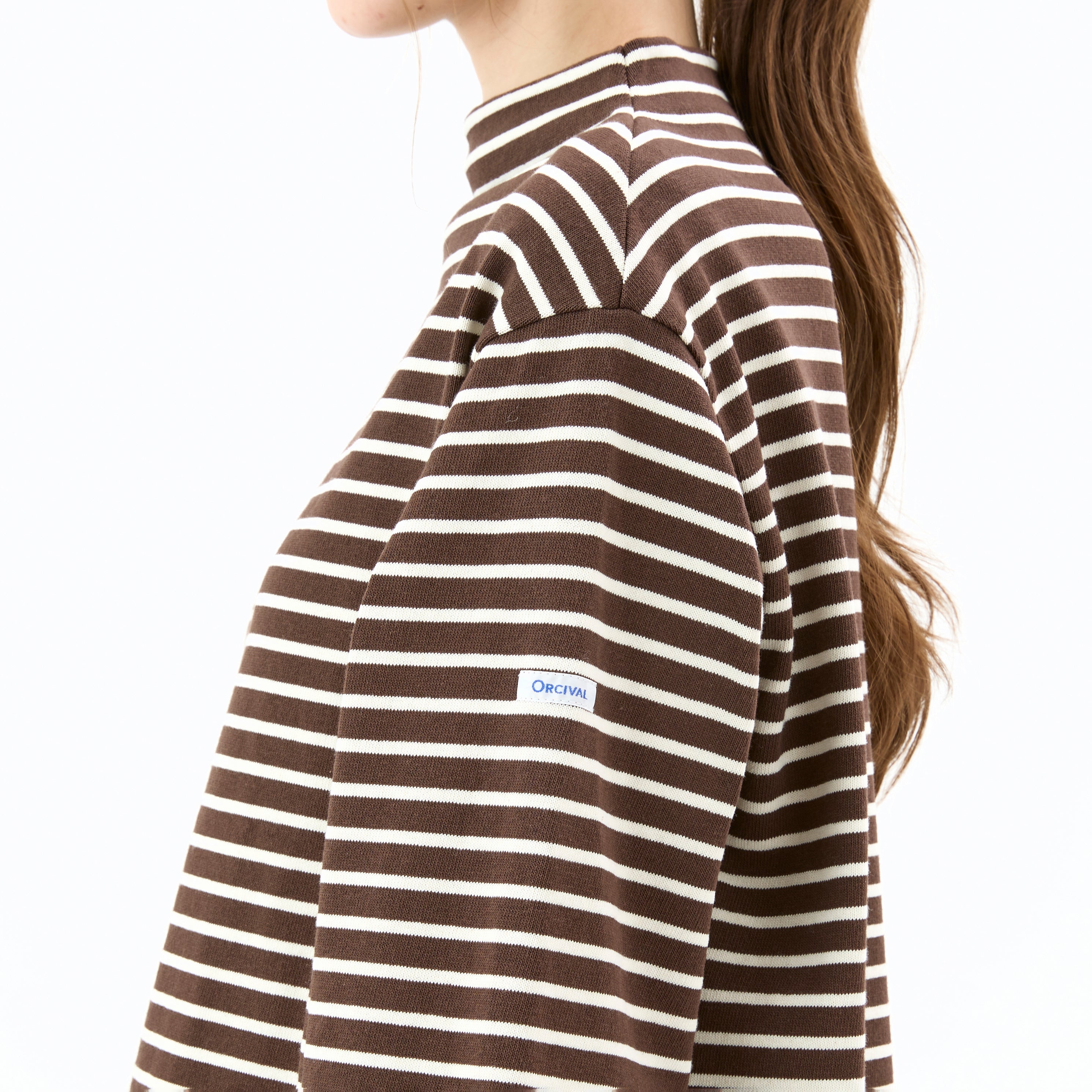 Women's Cotton Lourd Bottle Neck Dress Narrow Stripe