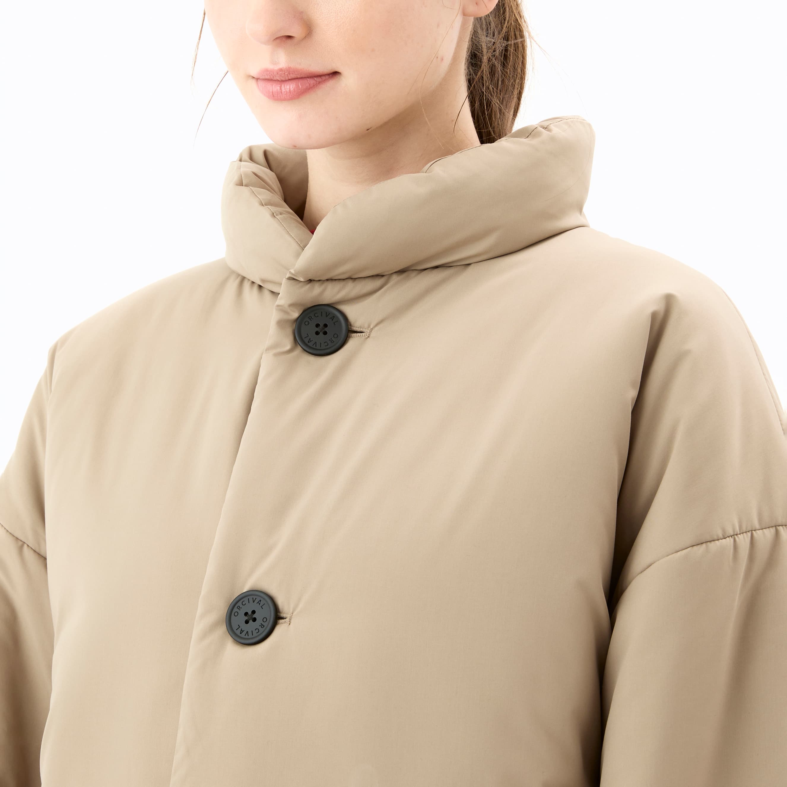Women's Brushed Taffeta Stand Collar Long Blouson