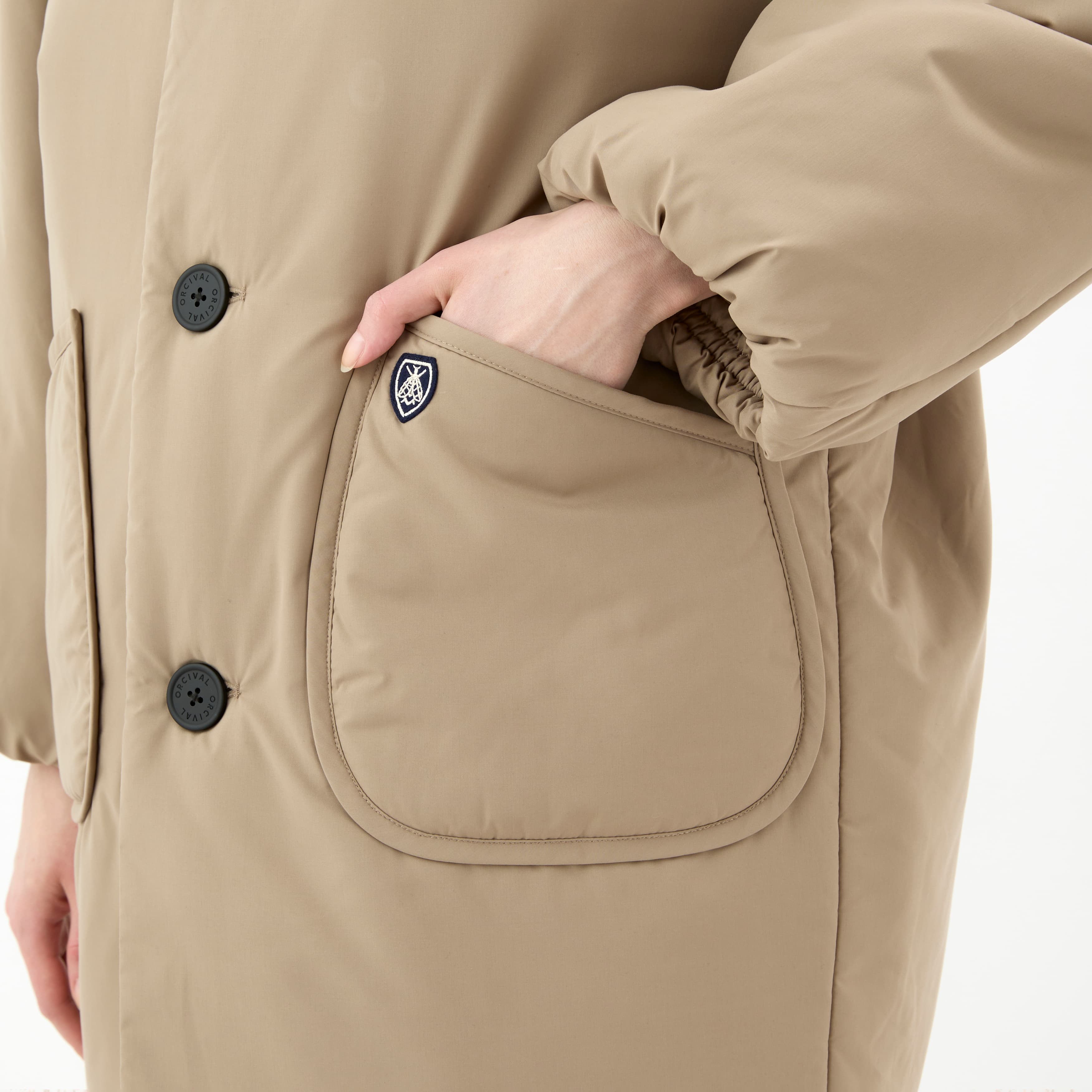 Women's Brushed Taffeta Stand Collar Long Blouson