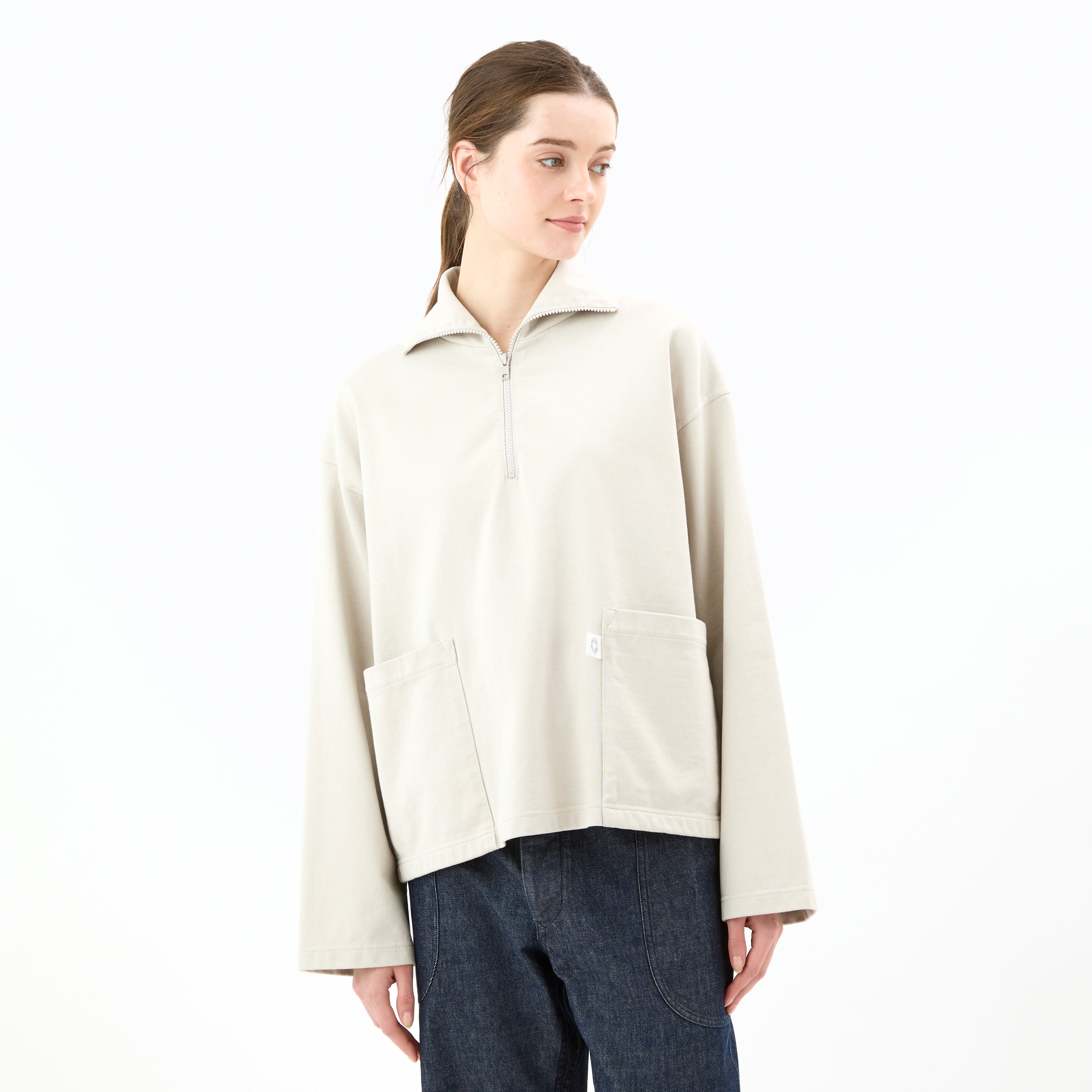 Cotton Heavy Jersey Half Zip Pullover