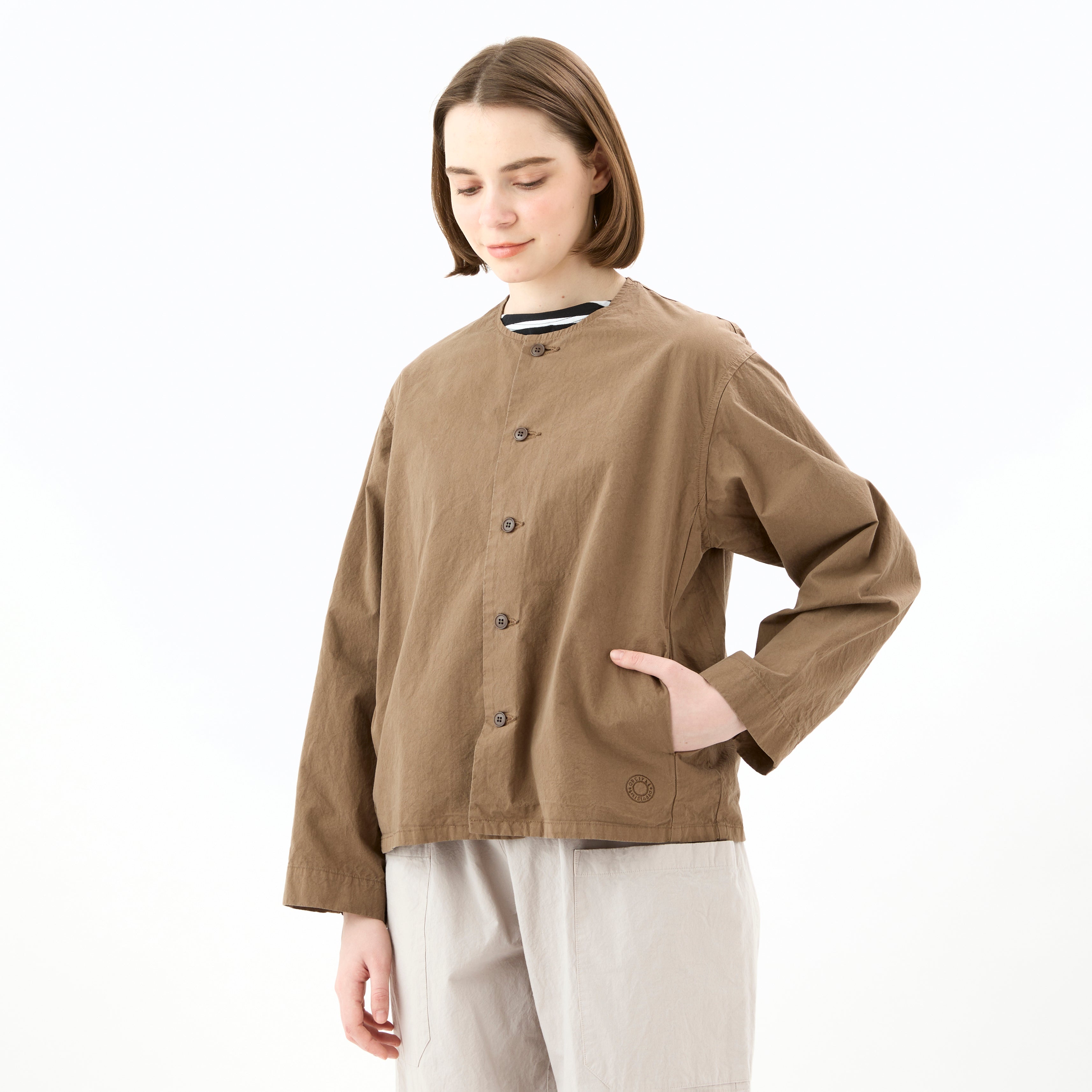 Garment Dye Twill Dump Collarless Shirt