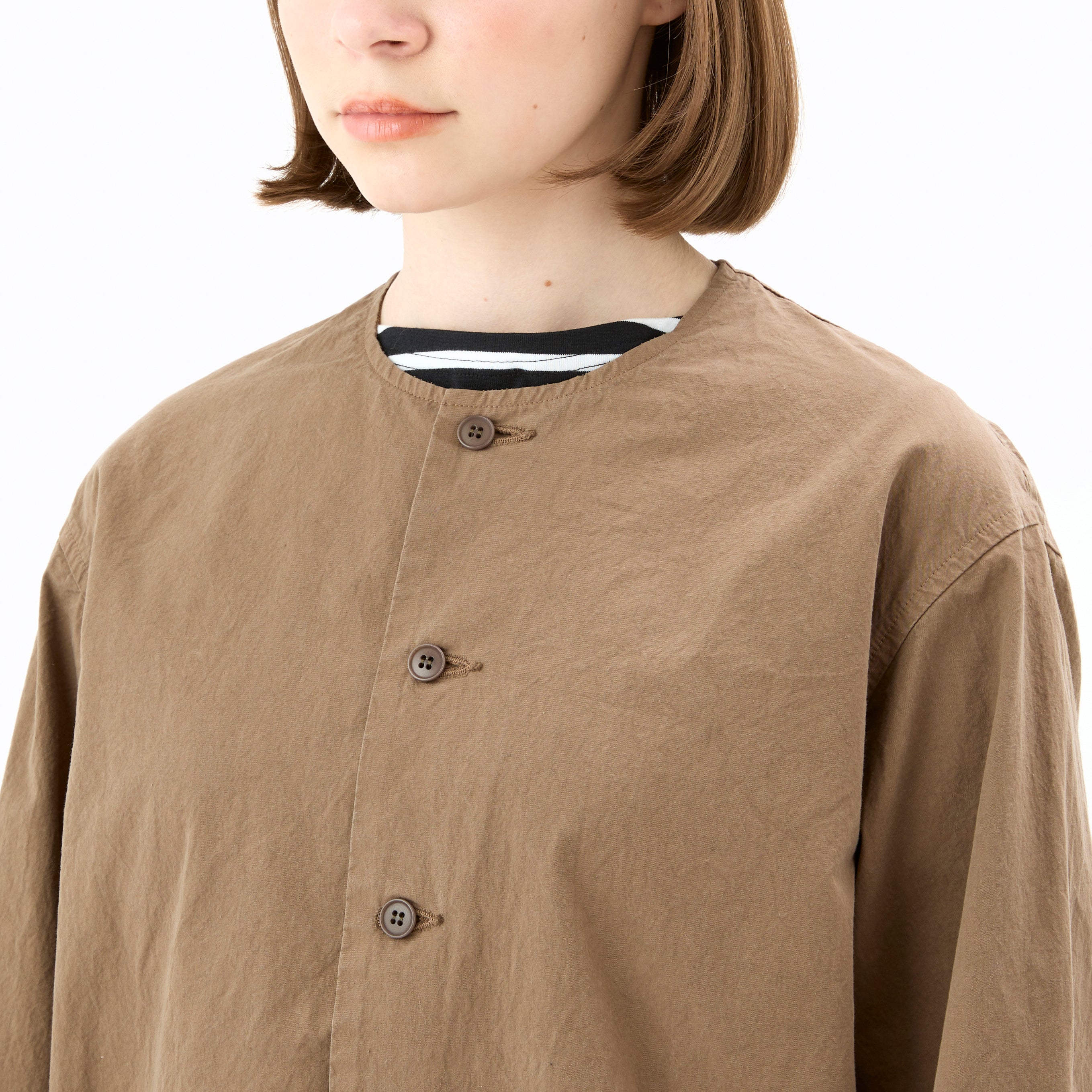 Garment Dye Twill Dump Collarless Shirt