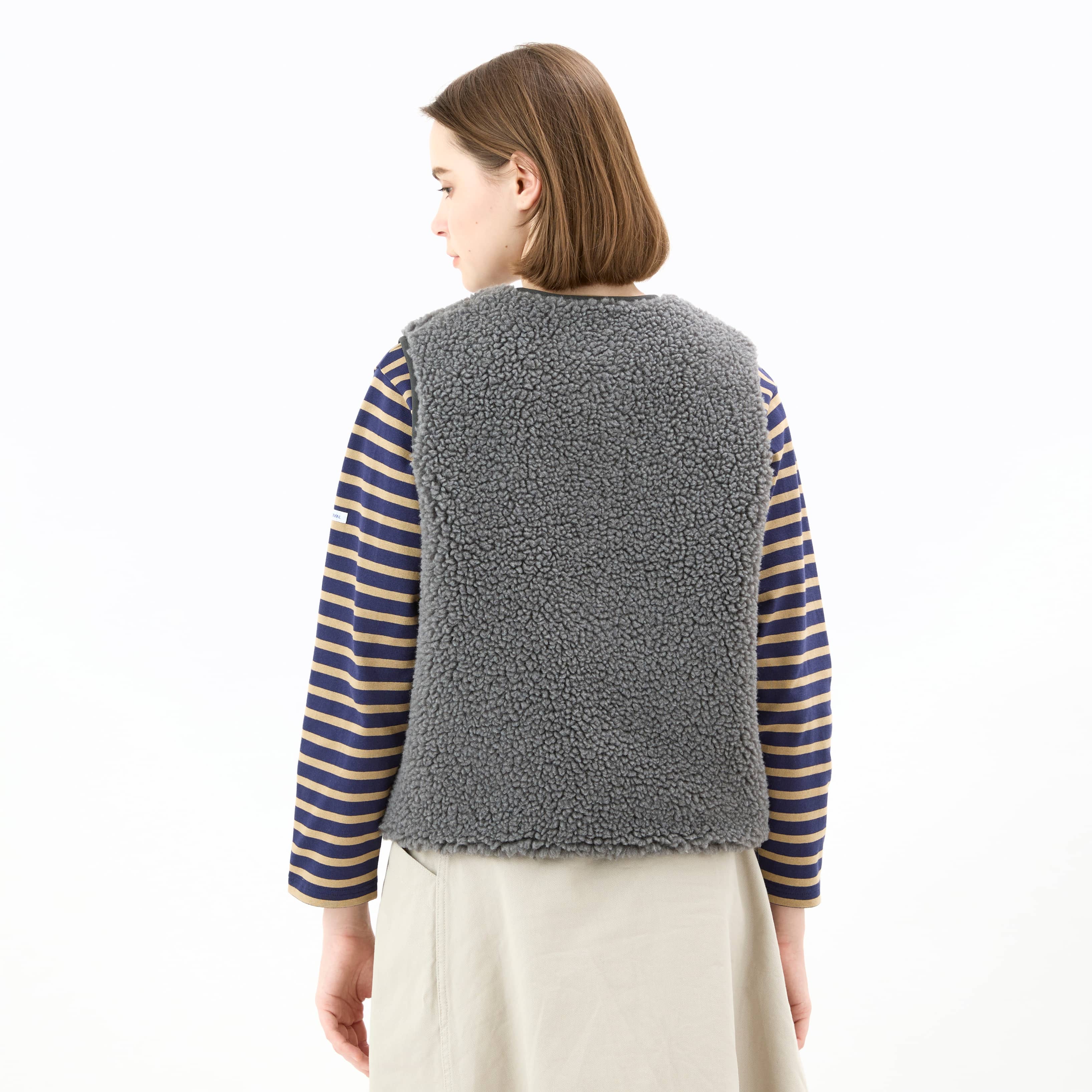 Women's Boa Fleece Collarless Vest