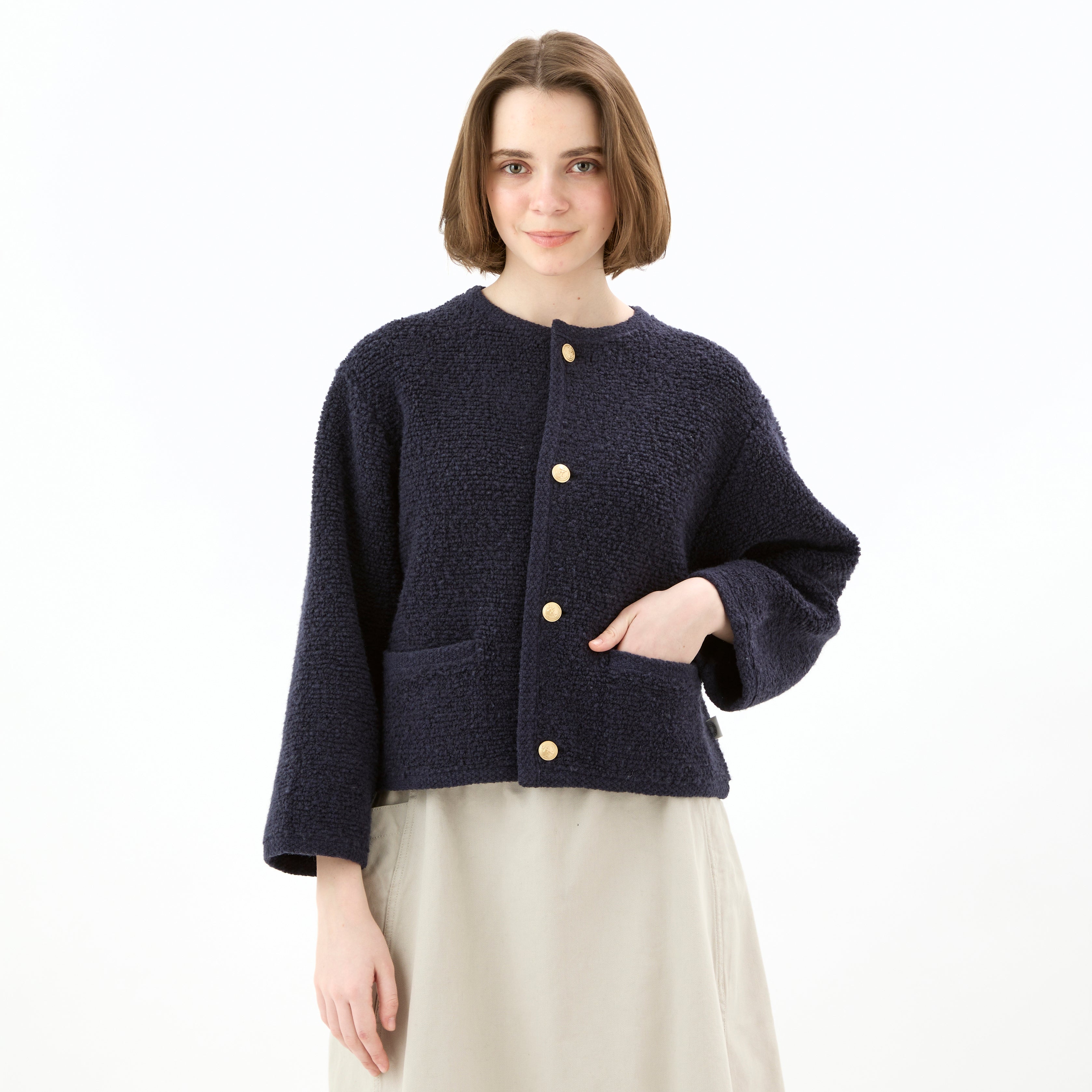 Women's Pile Knit Boucle Cardigan
