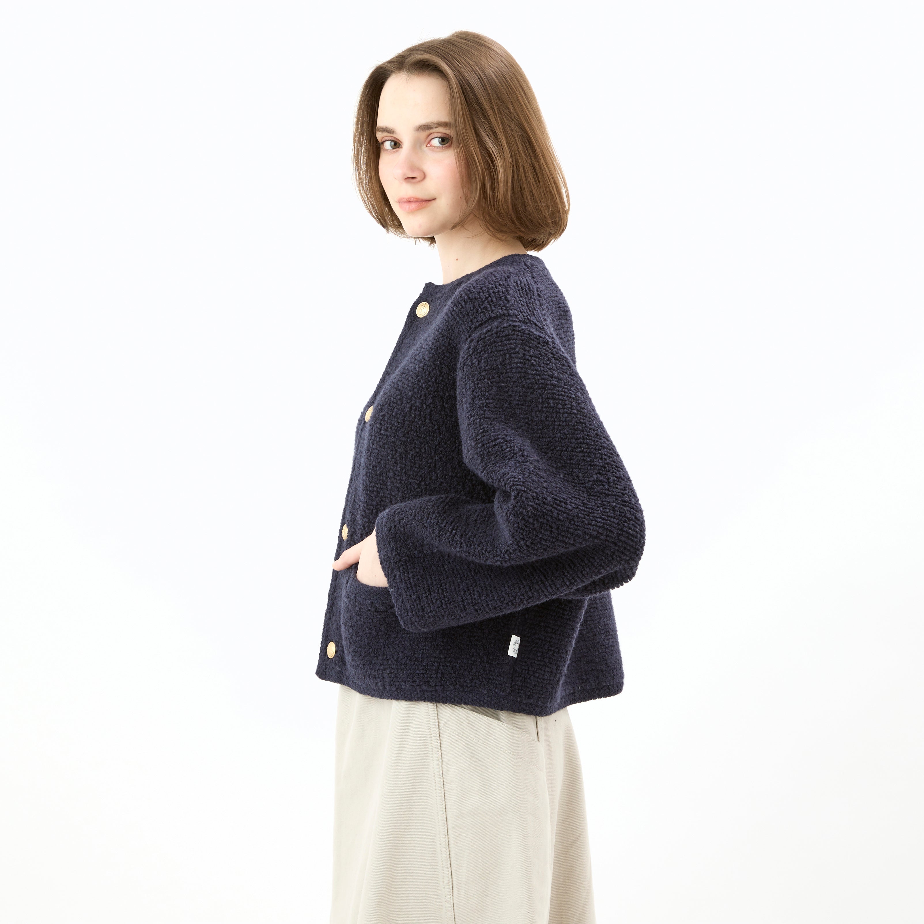 Women's Pile Knit Boucle Cardigan