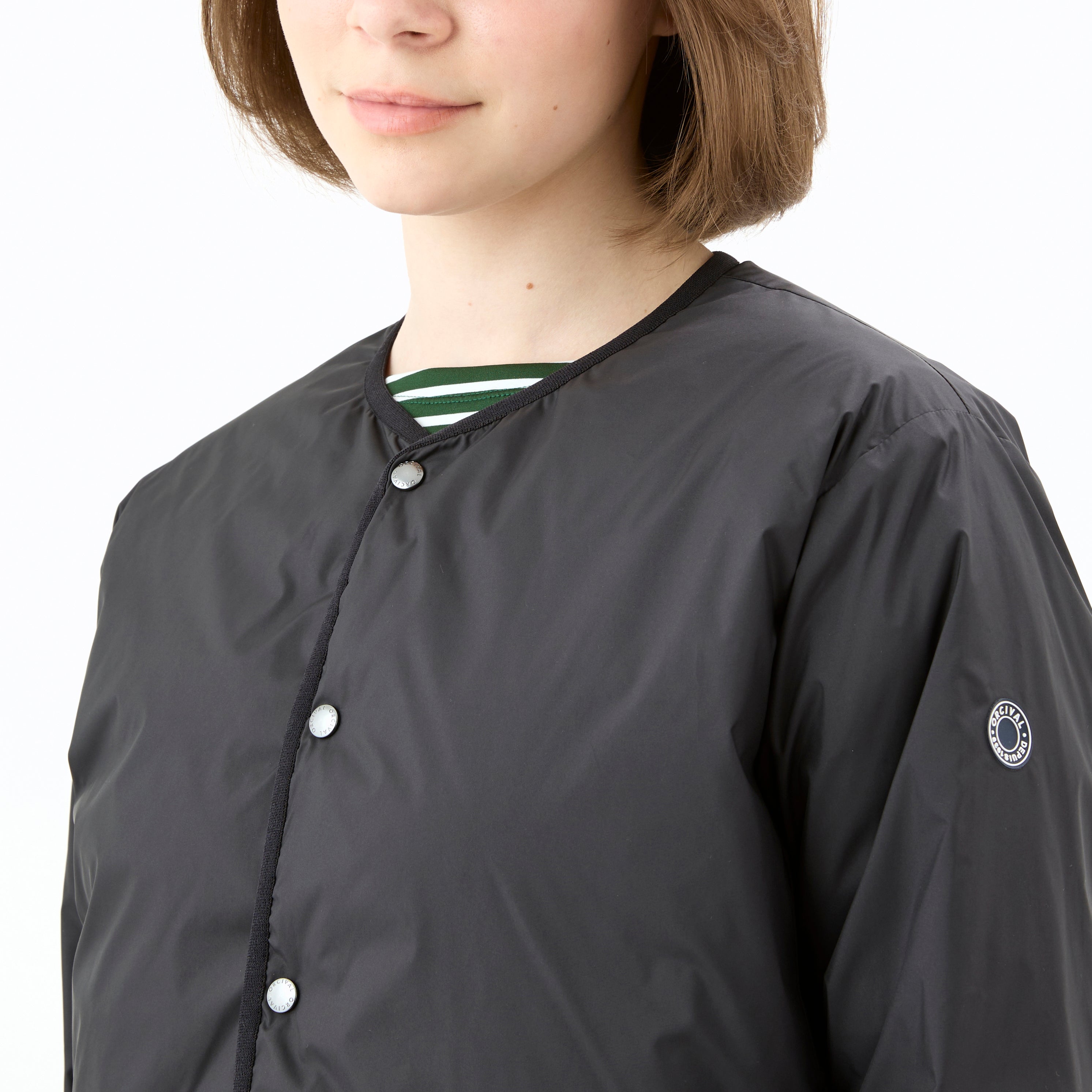 Women's Polyester Taffeta Round Neck Inner Down Blouson