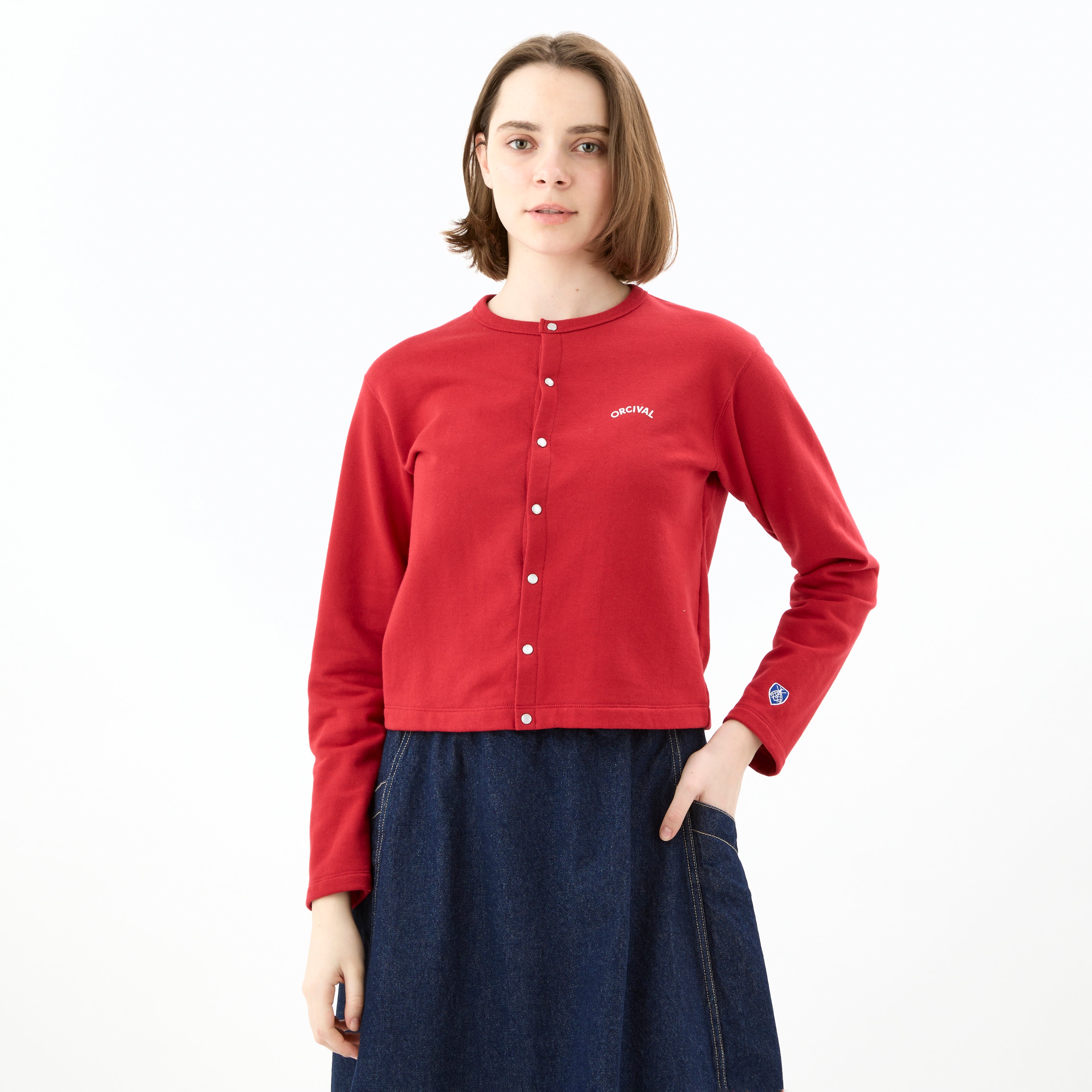 Women's Light French Terry Crew Neck Cardigan