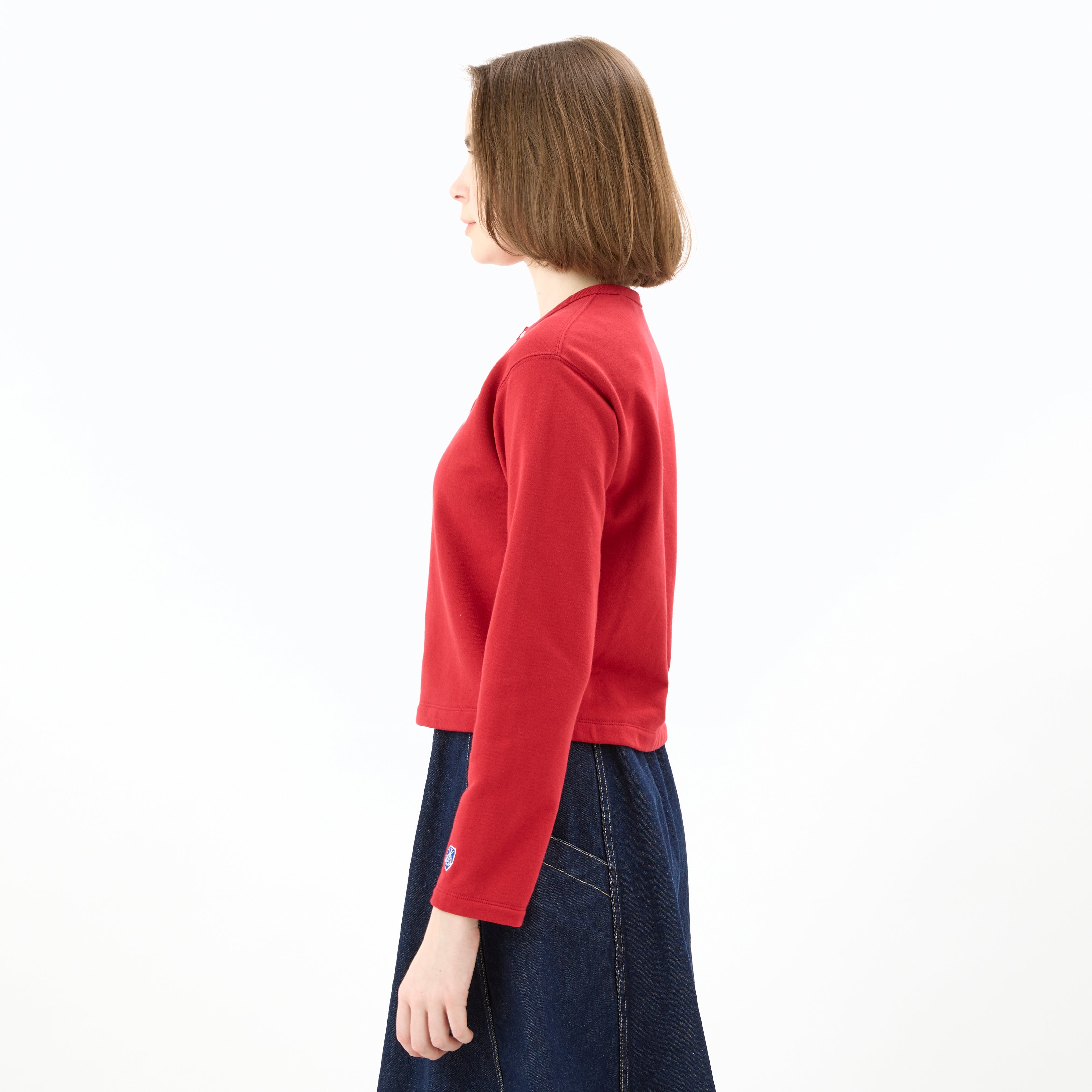 Women's Light French Terry Crew Neck Cardigan