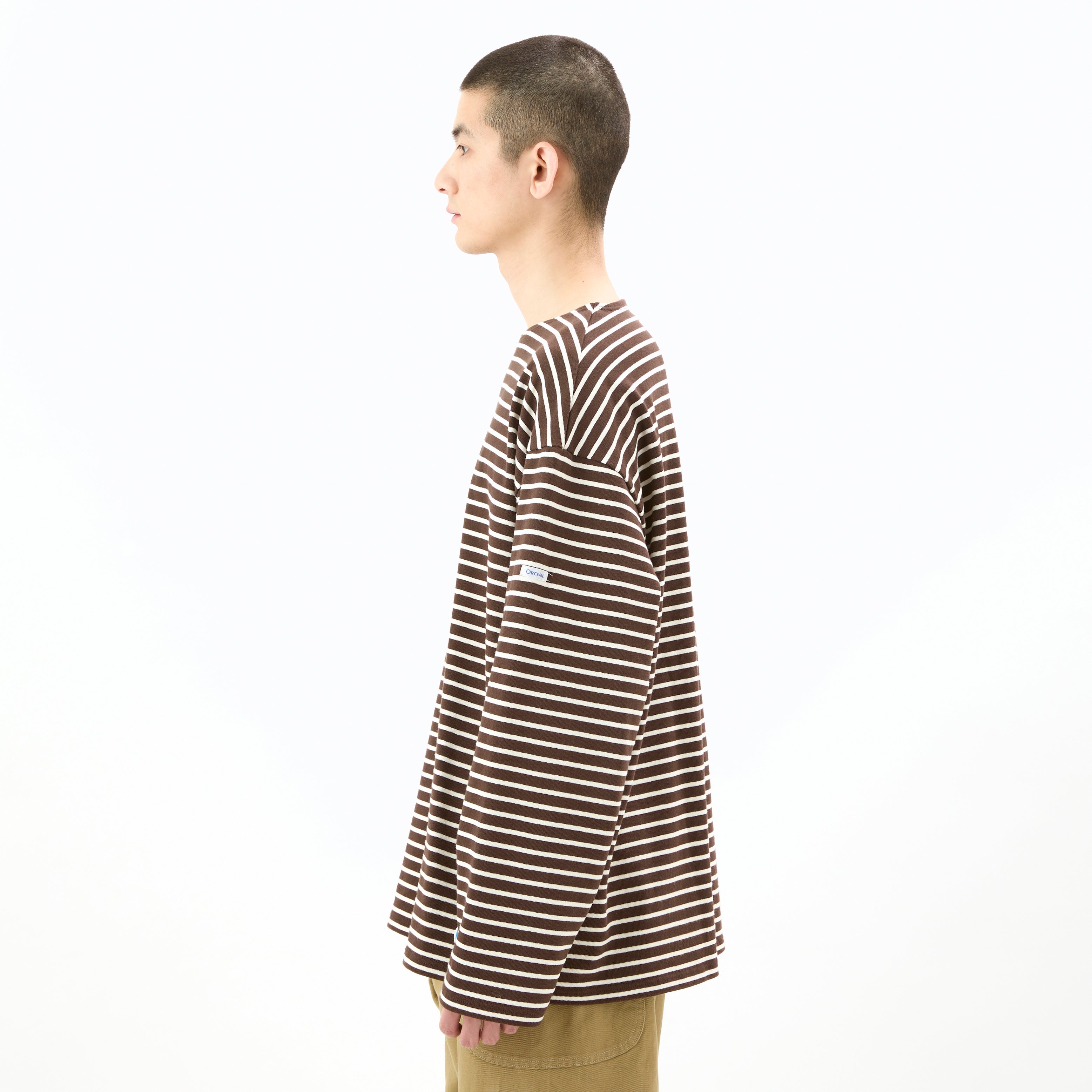 Men's Cotton Lourd Wide Basque Shirt Narrow Stripe