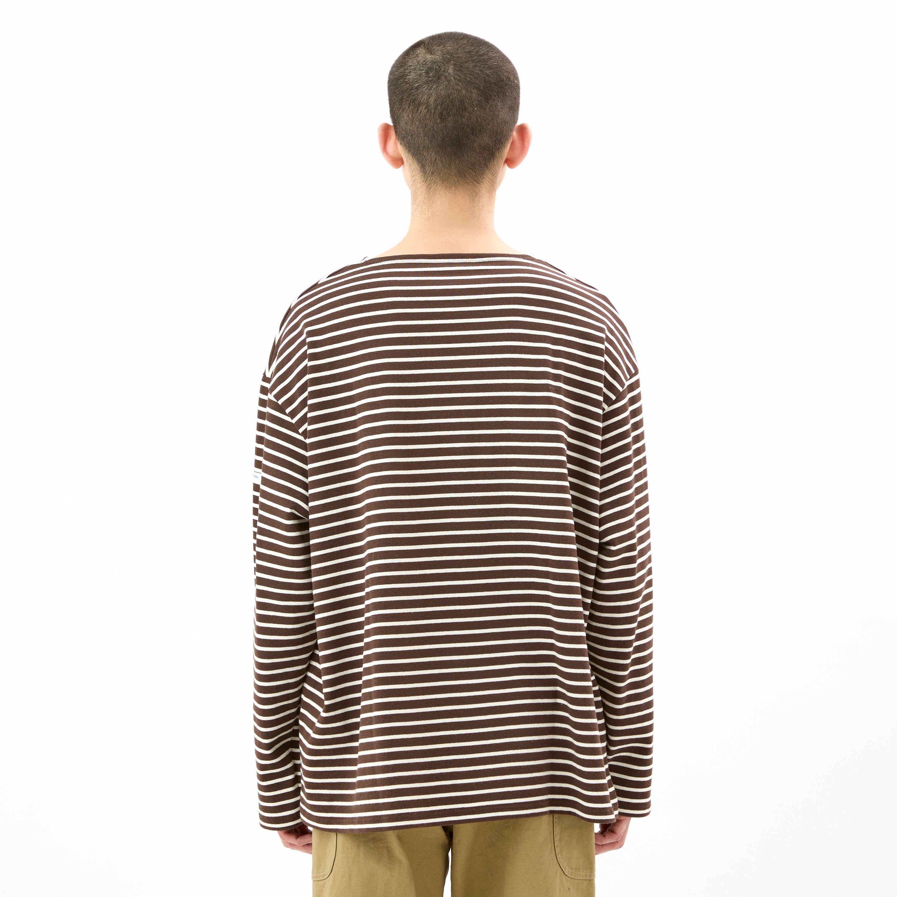 Men's Cotton Lourd Wide Basque Shirt Narrow Stripe