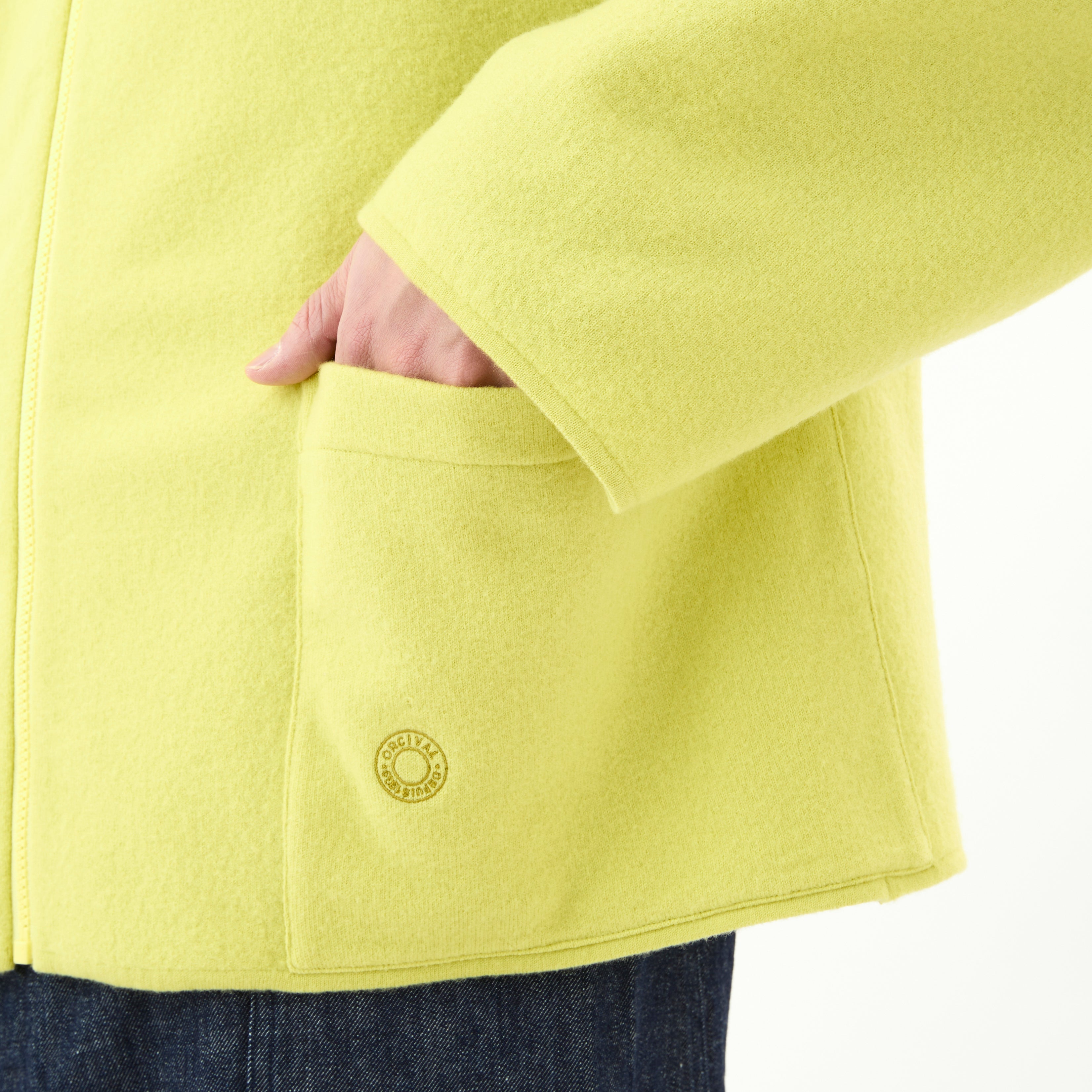 Boiled Wool Jersey Knit Zip Cardigan