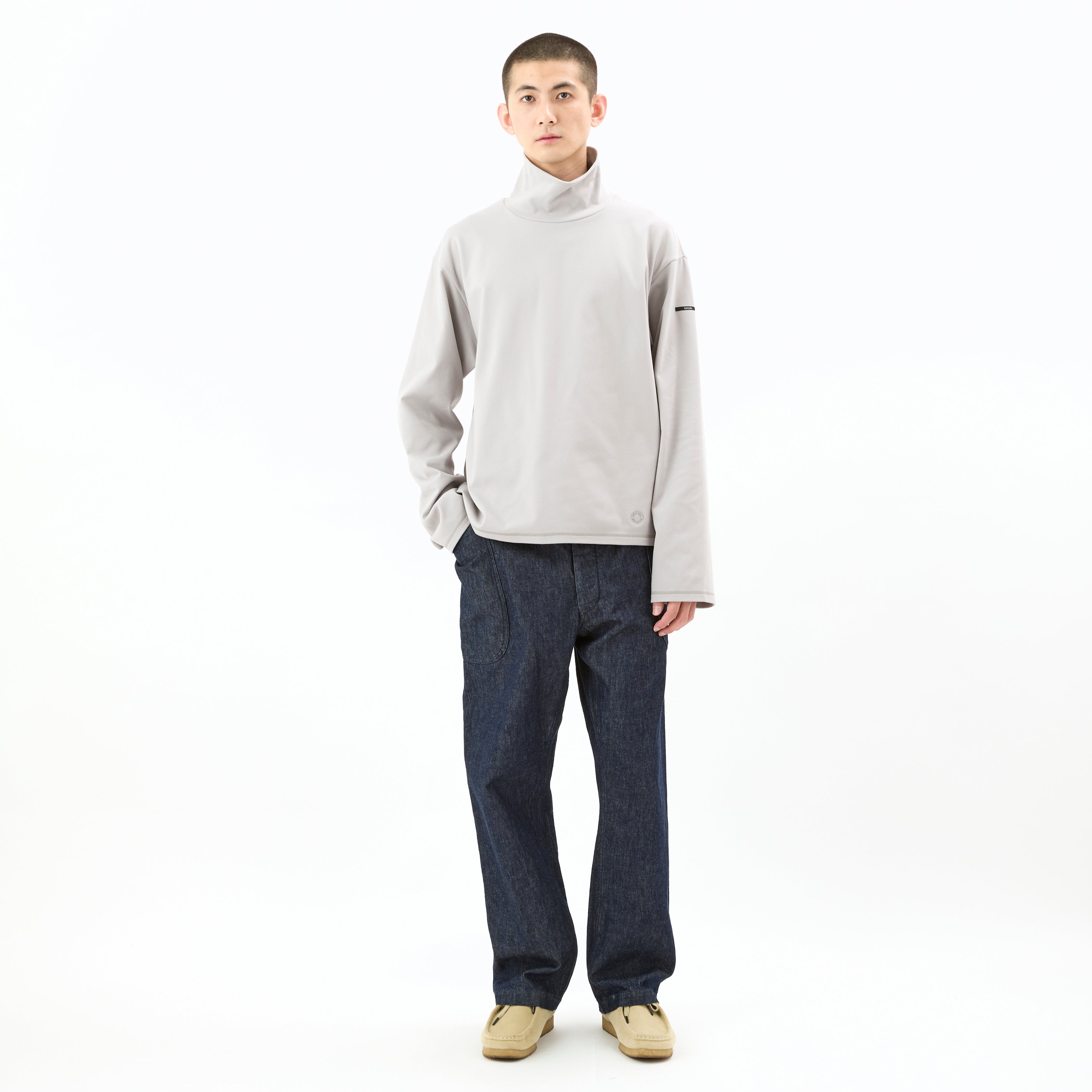 Men's Polyester Brushed Stretch Rib High Neck Knit