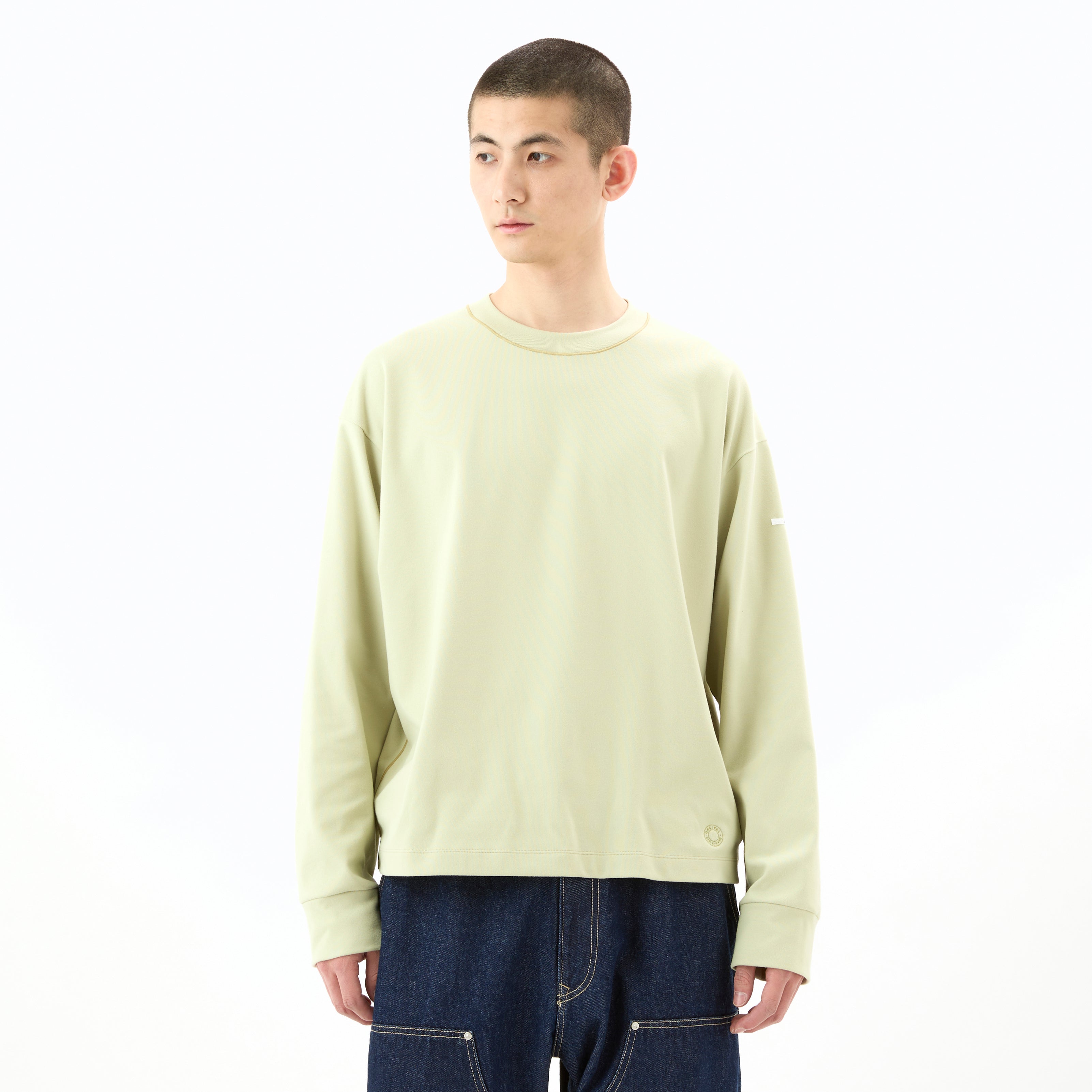 Men's Polyester Brushed Stretch Rib Crew Neck Knit