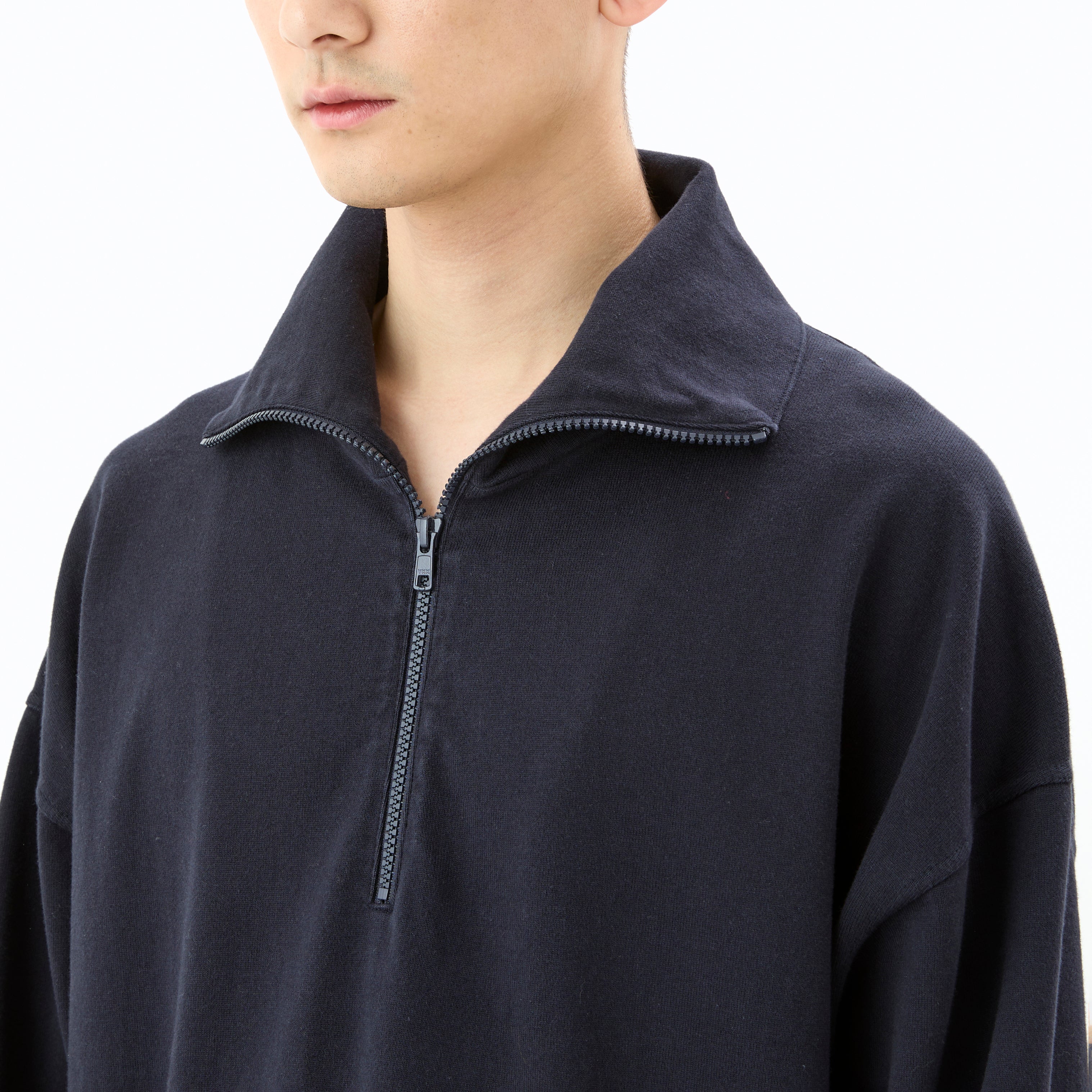 Cotton Heavy Jersey Half Zip Pullover