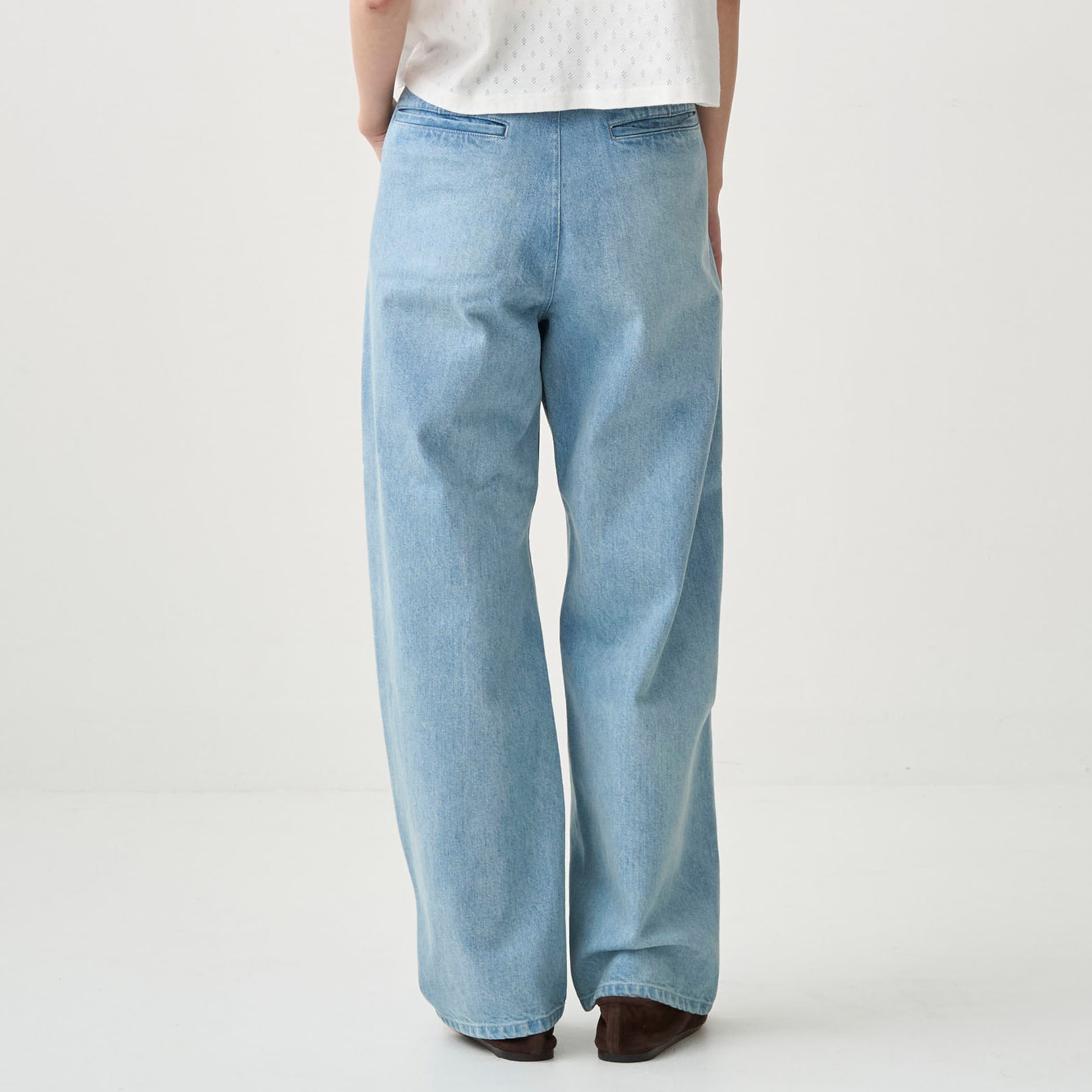 Women's Denim Wide Curve Pants Lt.blue