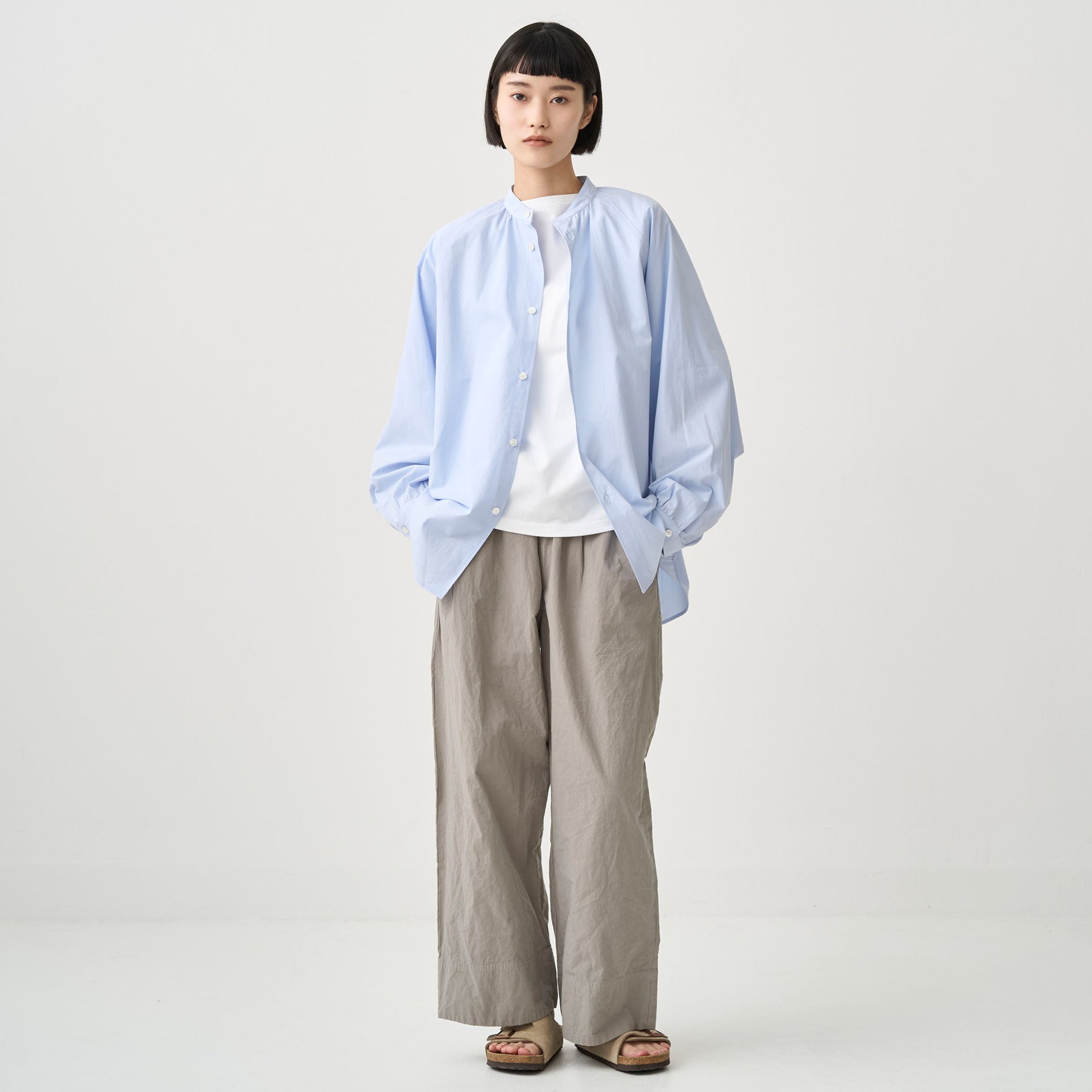 Women's Cotton Band Collar Shirt