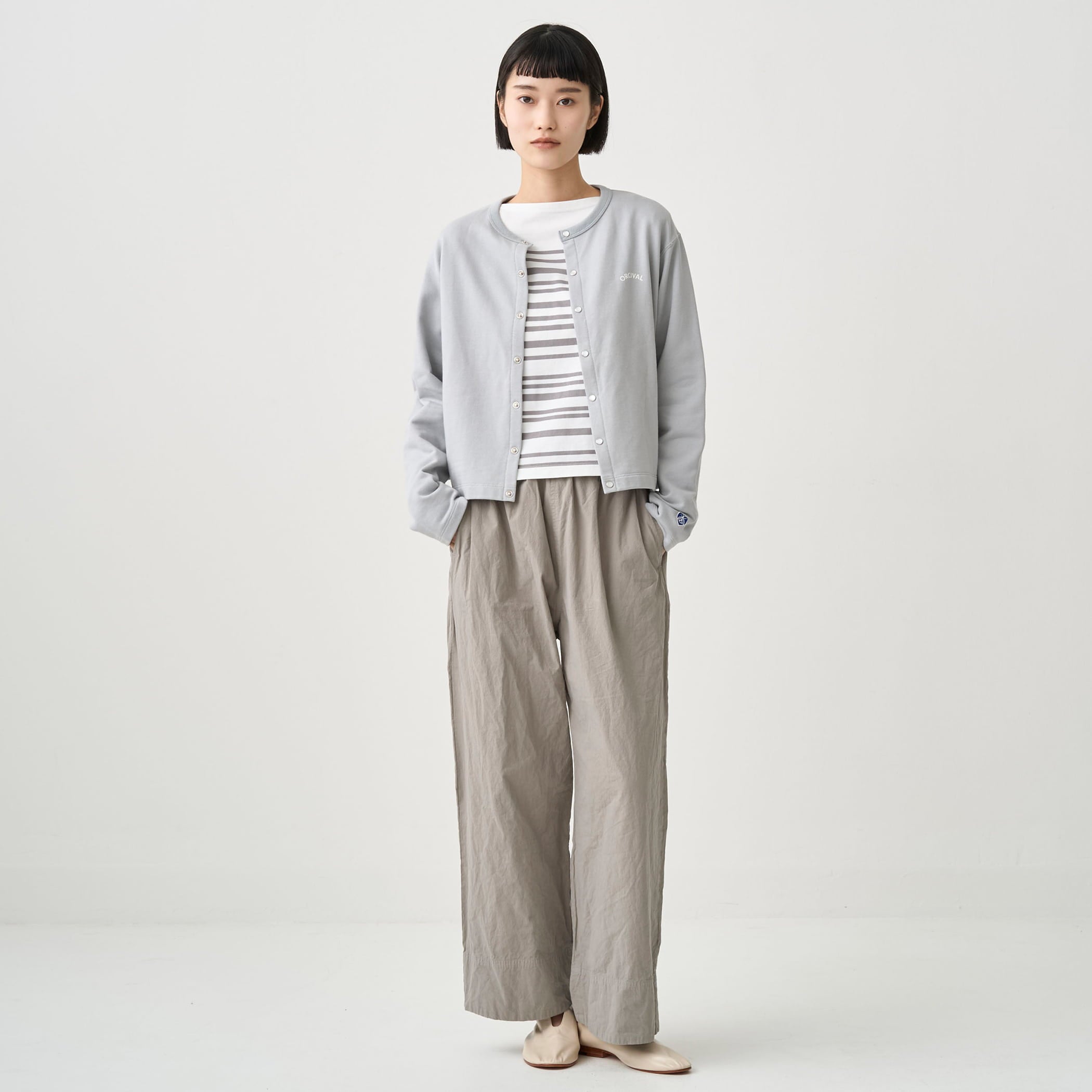 Women's Light French Terry Crew Neck Cardigan