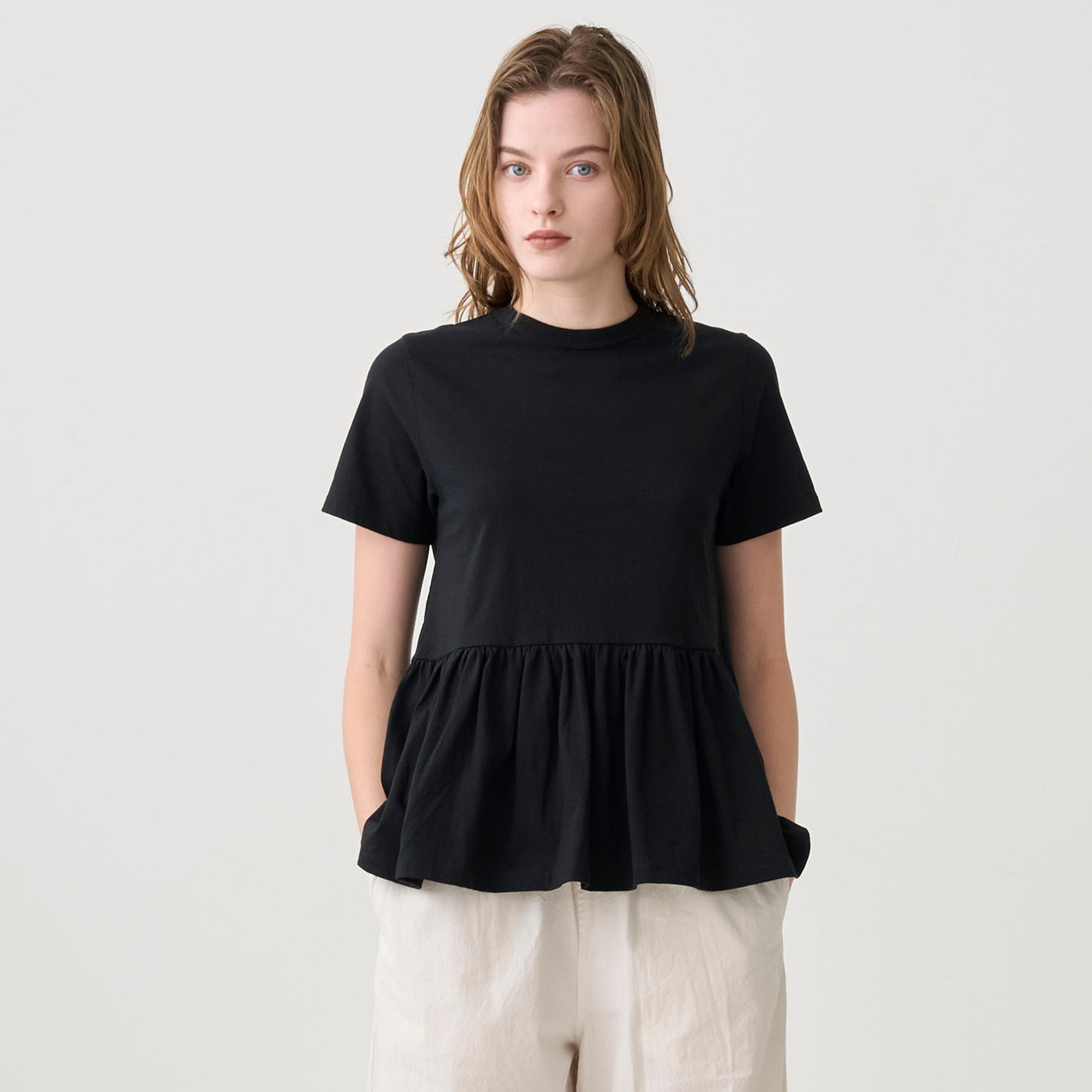 Women's Open End Jersey Gathered Short Sleeve Pullover