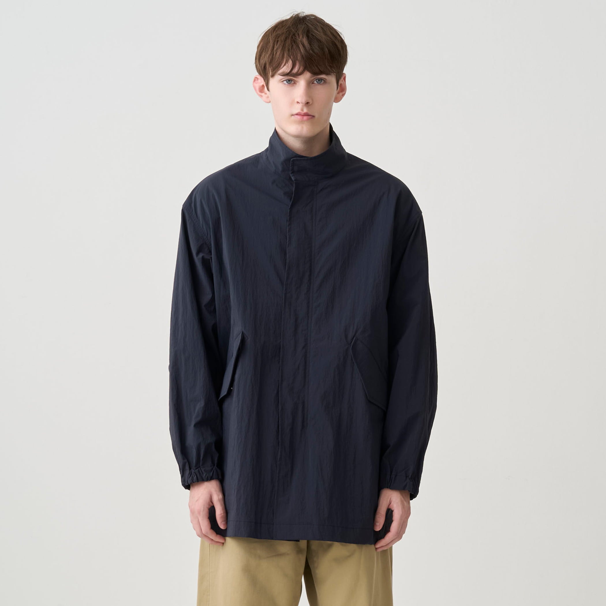 Men's Paper Like Nylon Stand Collar Jacket