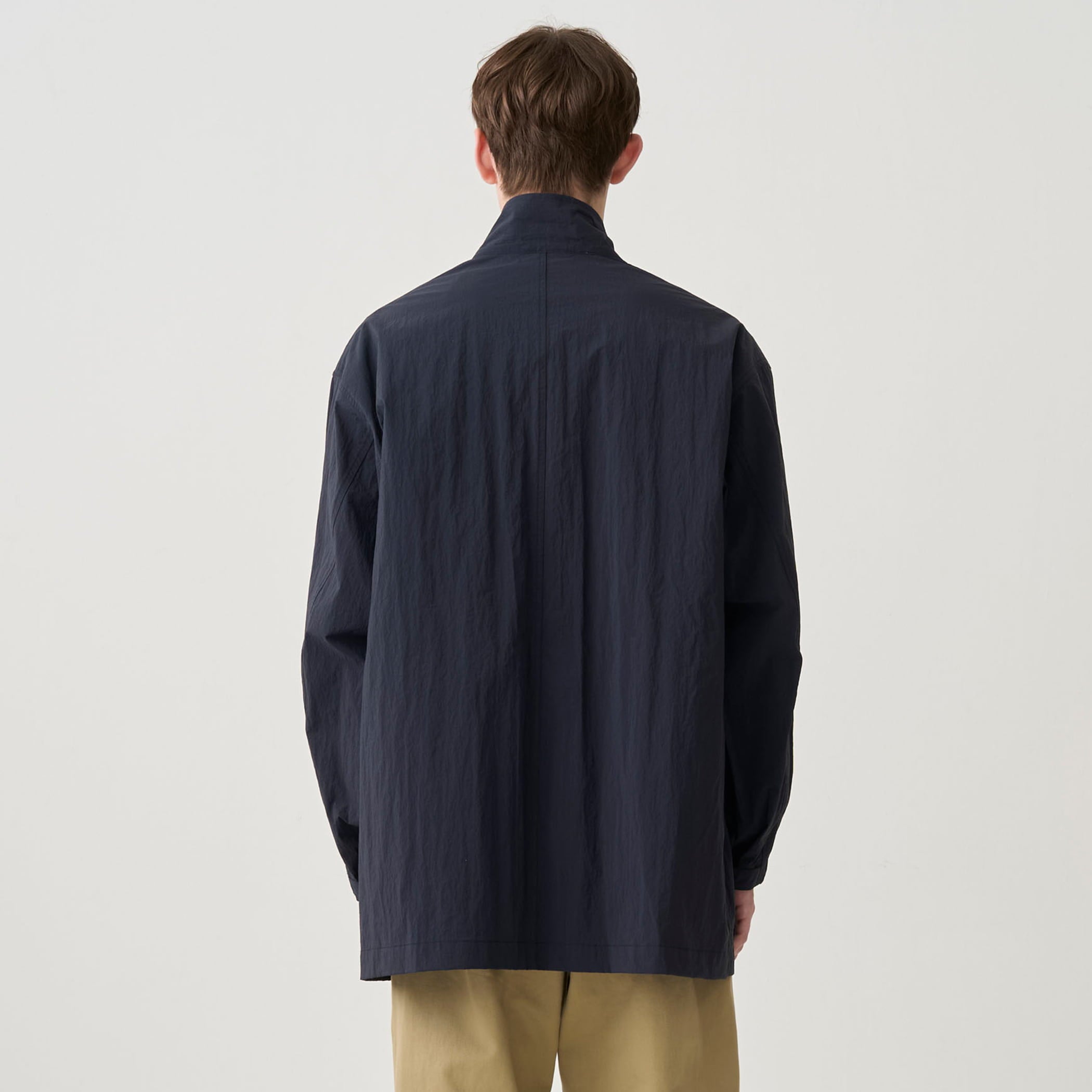 Men's Paper Like Nylon Stand Collar Jacket