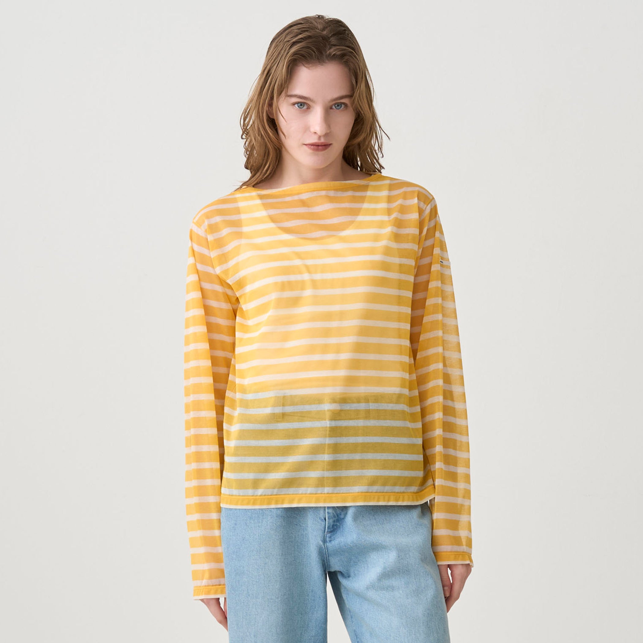 Women's See-through Boat Neck Pullover