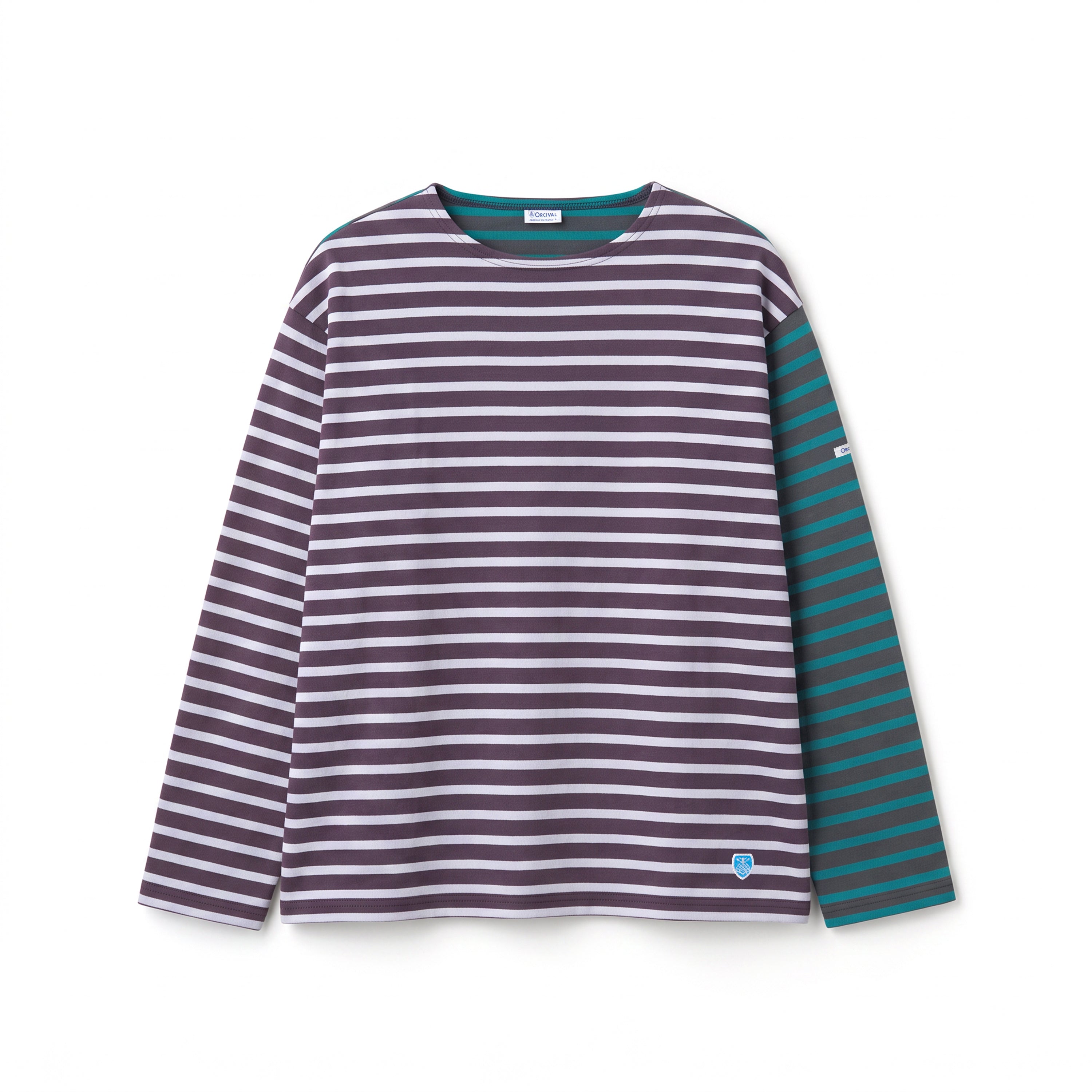 Men's Cotton Lourd Crew Neck Basque Shirt Bicolor Border