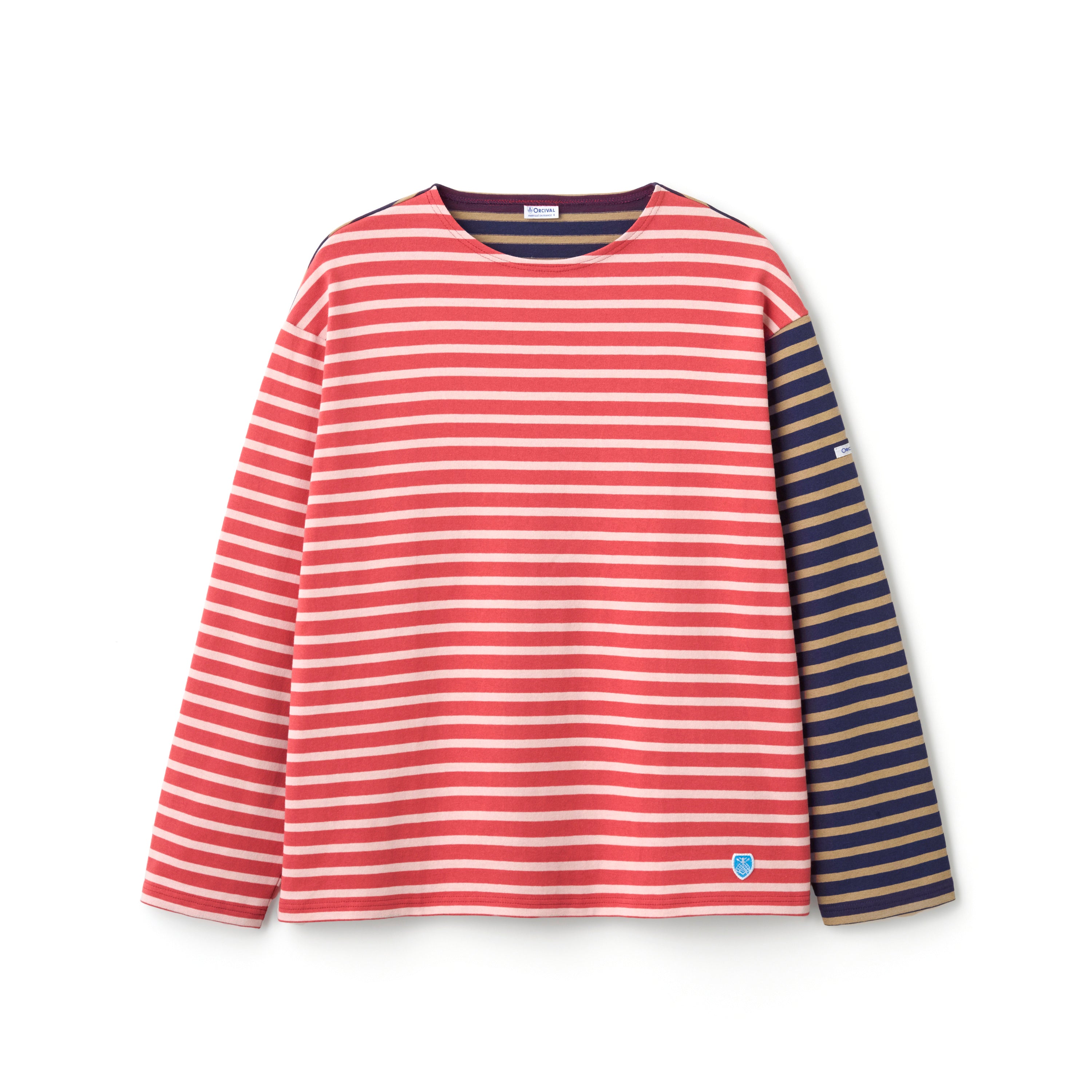 Men's Cotton Lourd Crew Neck Basque Shirt Bicolor Border