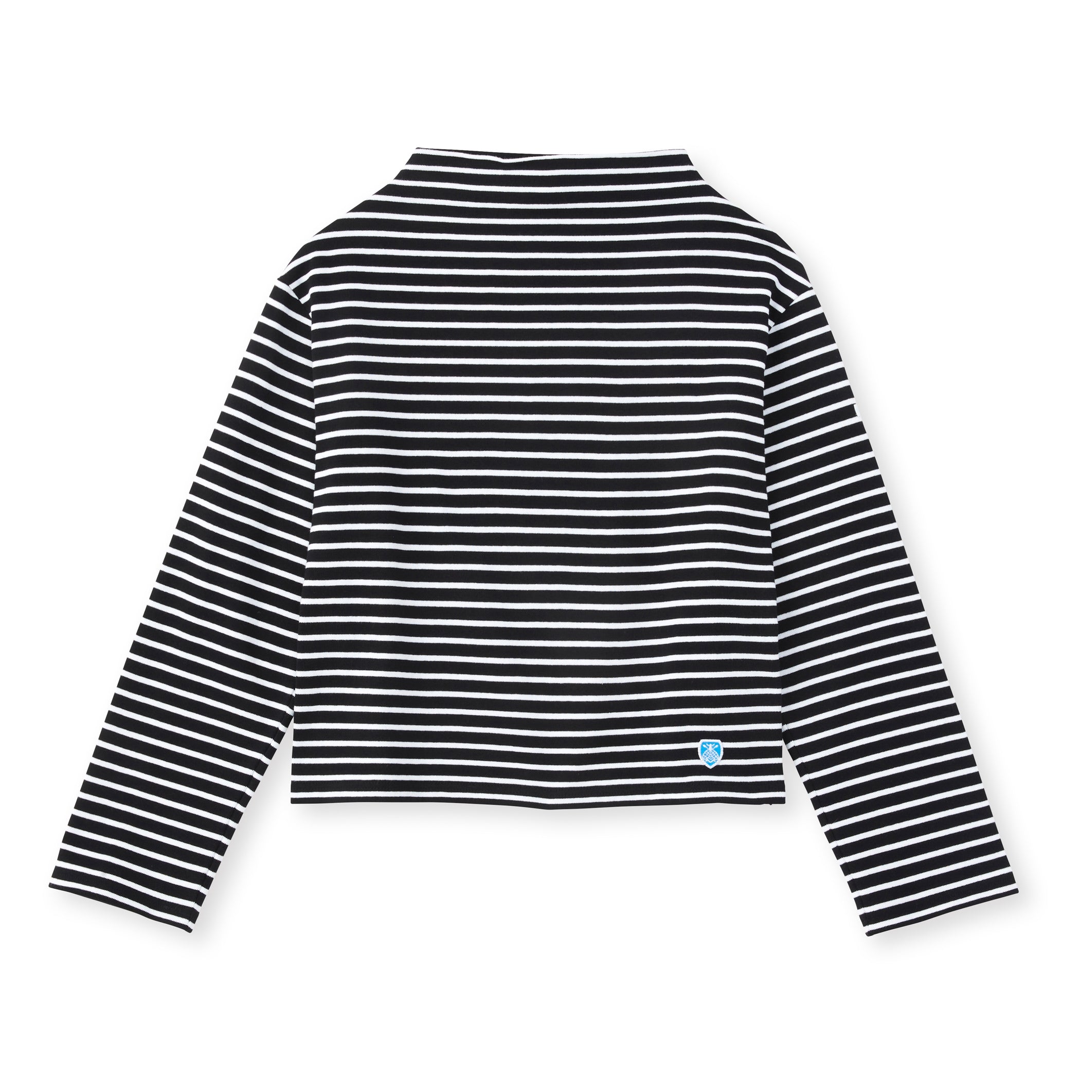 Women's Cotton Lourd Bottle Neck Basque Shirt Narrow Border