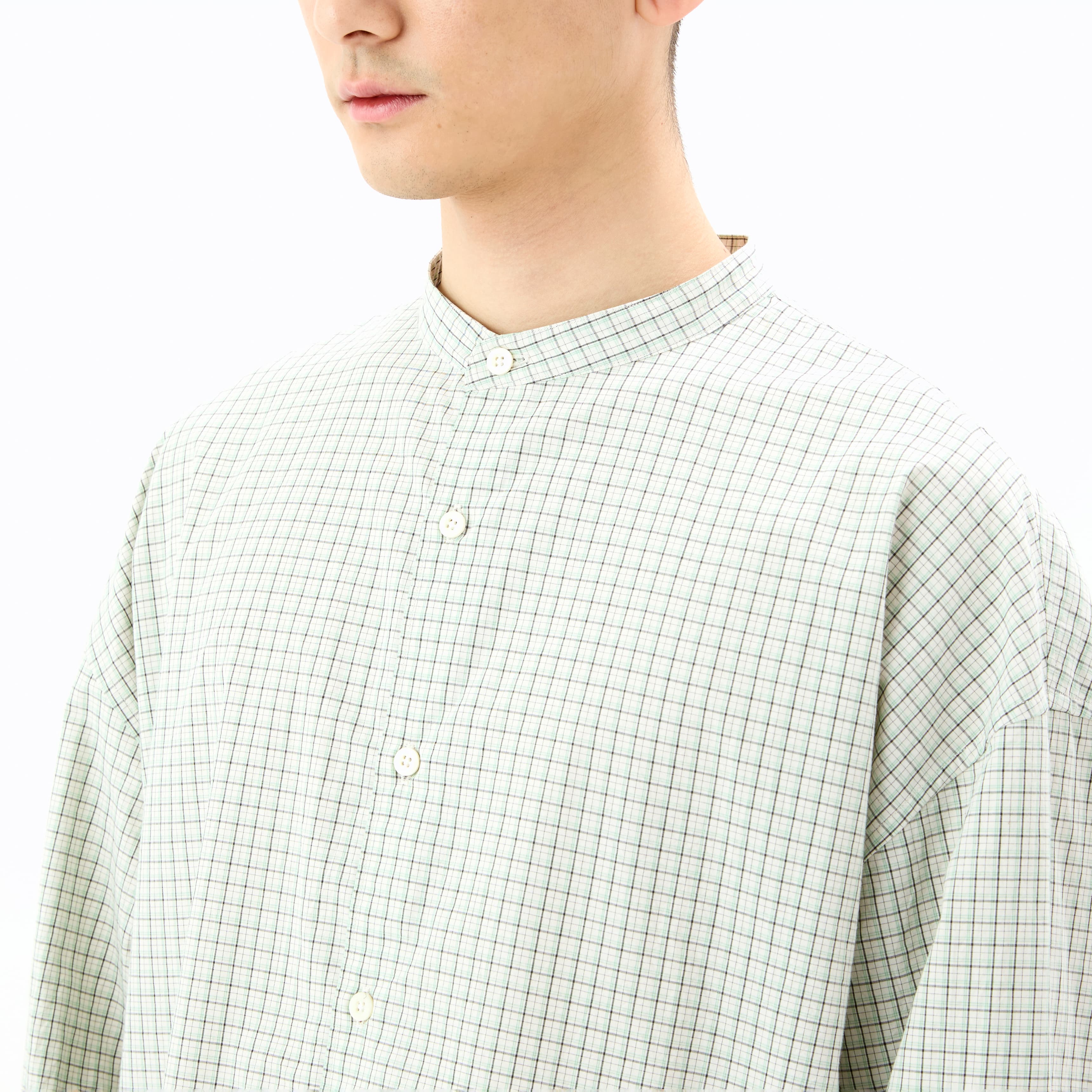 Men's Cotton washer Band Collar Shirt