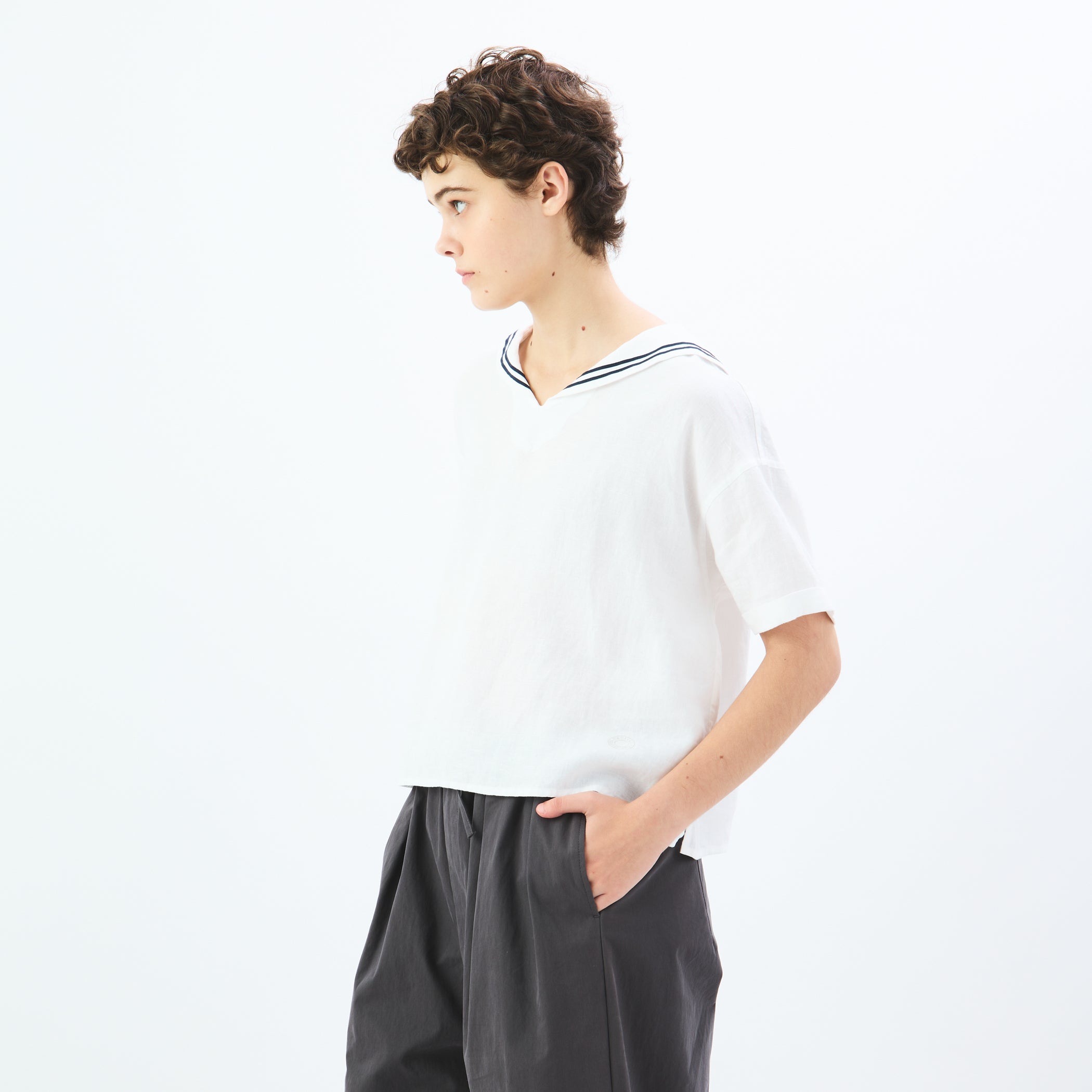 Women's Linen Half Sleeve Sailor Pullover Shirt