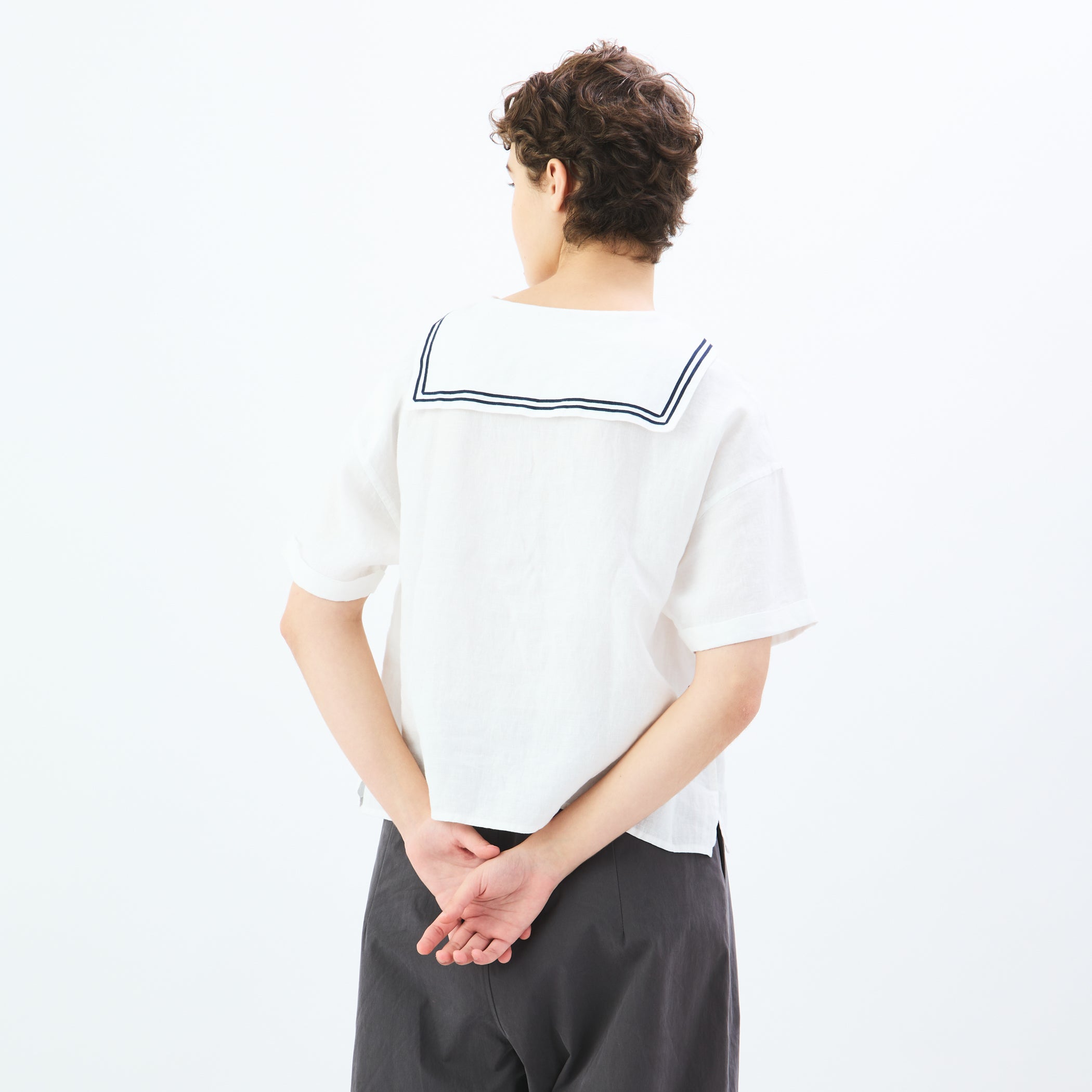 Women's Linen Half Sleeve Sailor Pullover Shirt