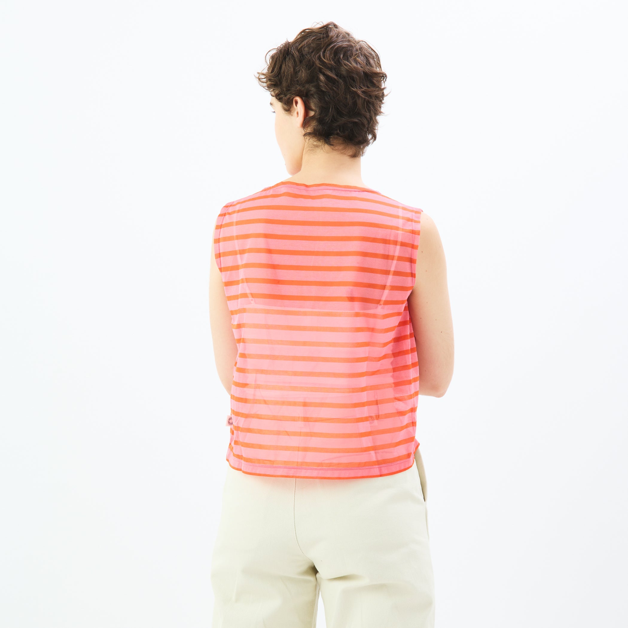 Women's See-through Boat Neck Sleeveless Pullover