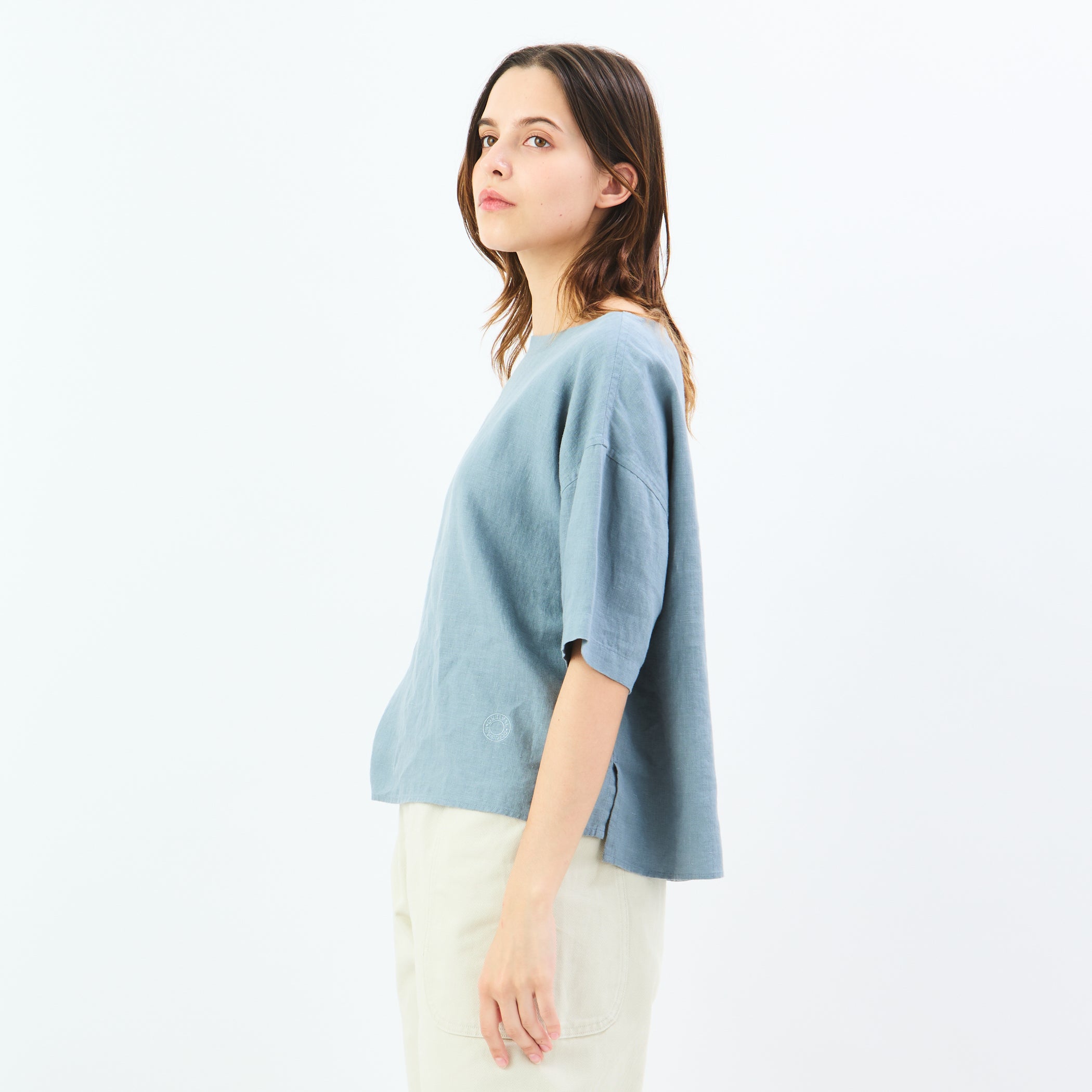 Women's Linen Half Sleeve Boat Neck Pullover Shirt